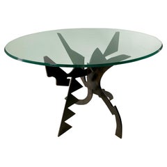 Italian Modern Patinated Bronze and Glass Cafe Table, Pucci de Rossi