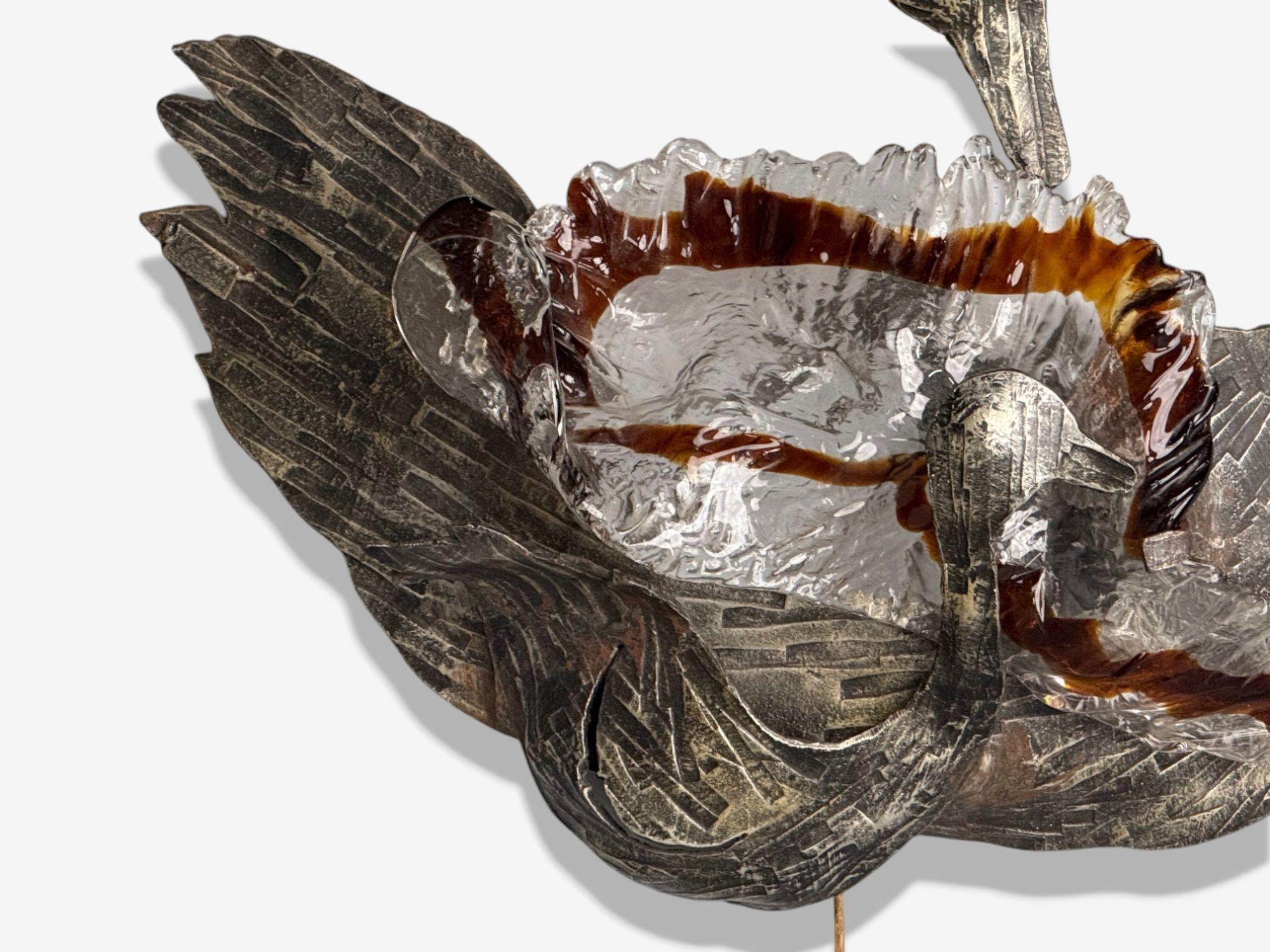 Italian Modern, Patinated Metal, Art Glass, Large Wall Sconce, Italy, 1960s For Sale 1