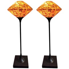 Italian Modern Pendant Floor Lamps with Floral Petal Design, a Pair