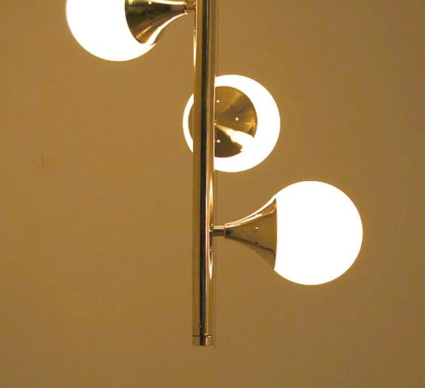 Contemporary Italian Modern Pendant in Brass and Opaline Glass by Fabio Ltd For Sale