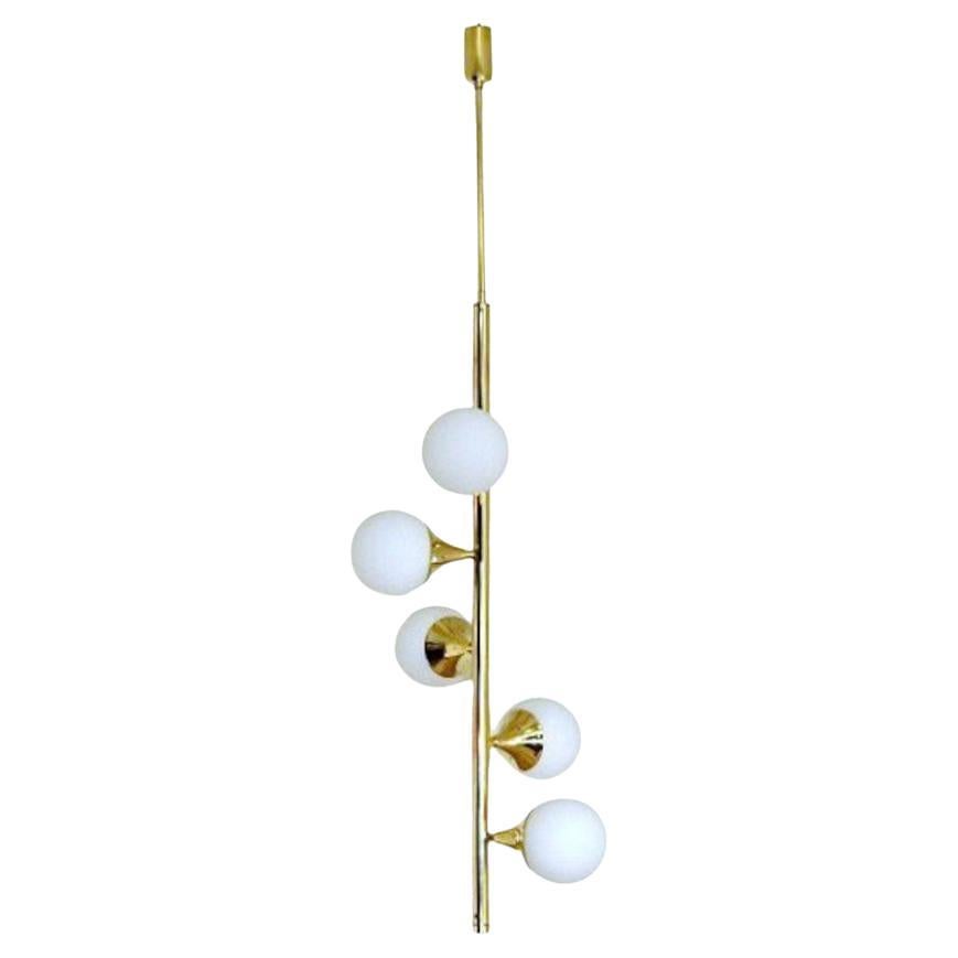 Italian Modern Pendant in Brass and Opaline Glass by Fabio Ltd