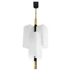 Italian Modern Pendant Light in Acrylic and Brass by Stilux Milano, 1970s