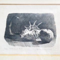 Stampa litografica di natura morta di Paolo Manaresi, anni '80.