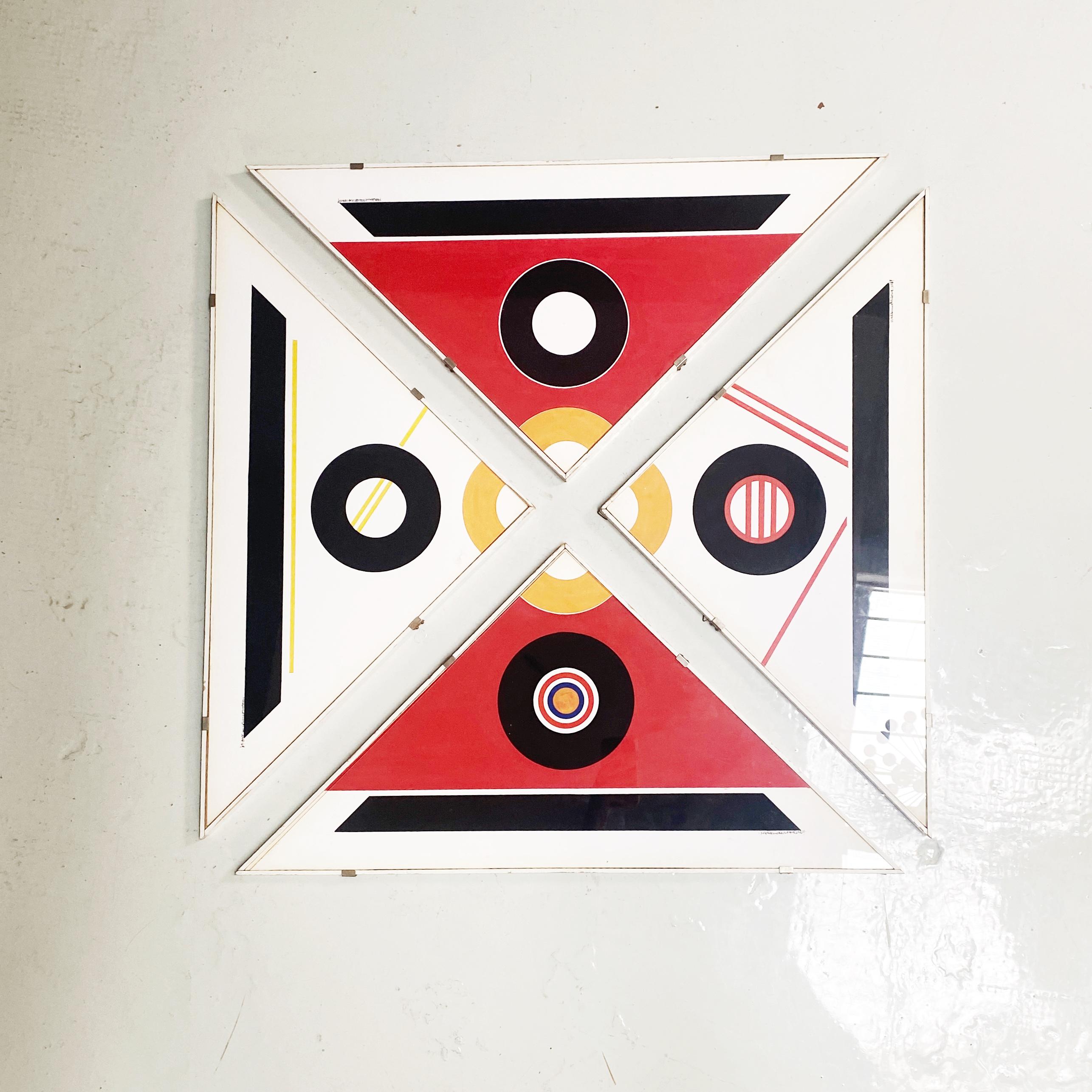 Italian Modern Picture with Geometric Decoration Prints, 1980s In Good Condition For Sale In MIlano, IT