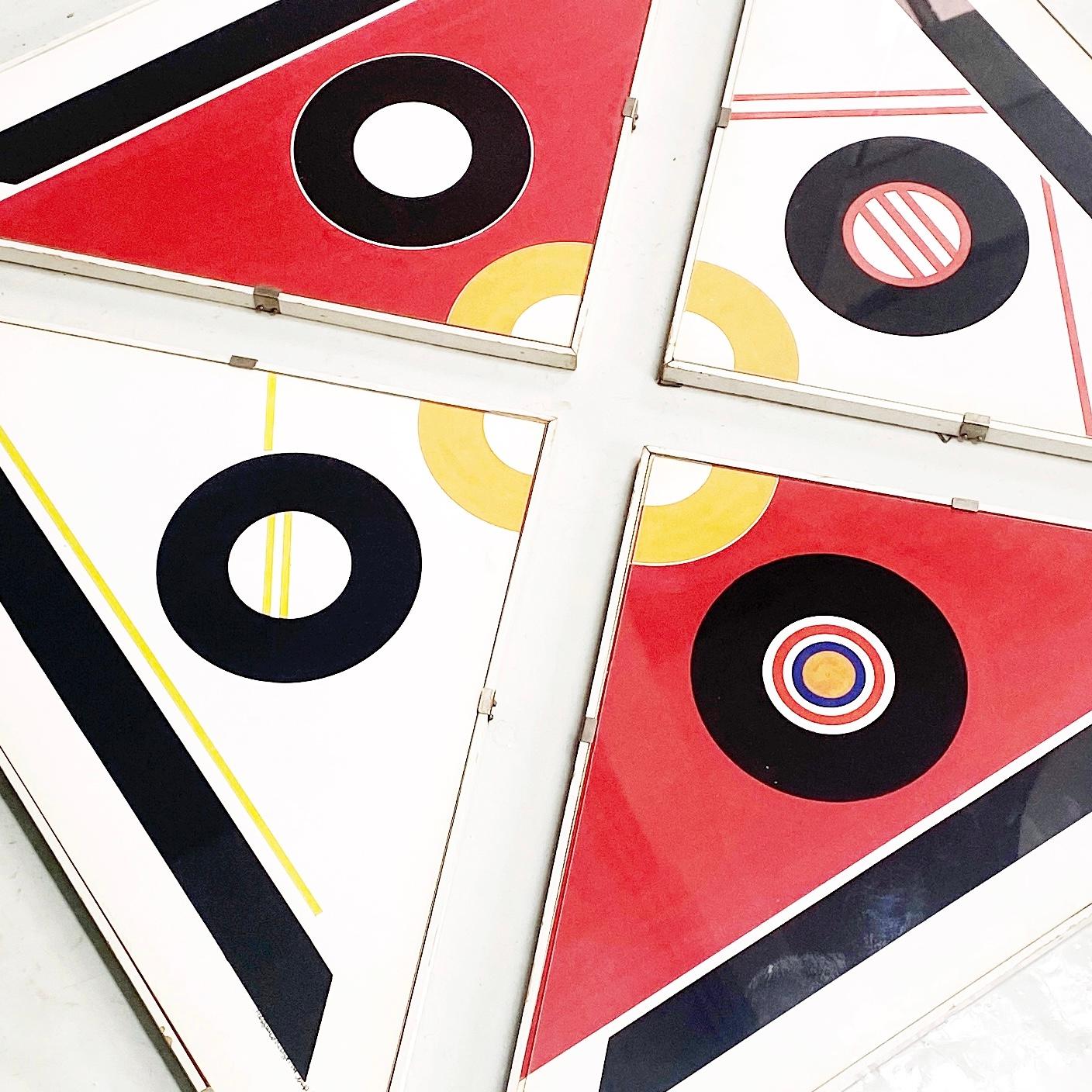 Late 20th Century Italian Modern Picture with Geometric Decoration Prints, 1980s For Sale