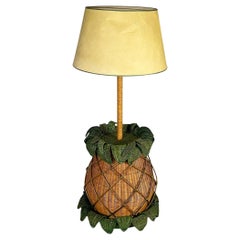 Italian modern Pineapple shape floor lamp in wicker, 1970s