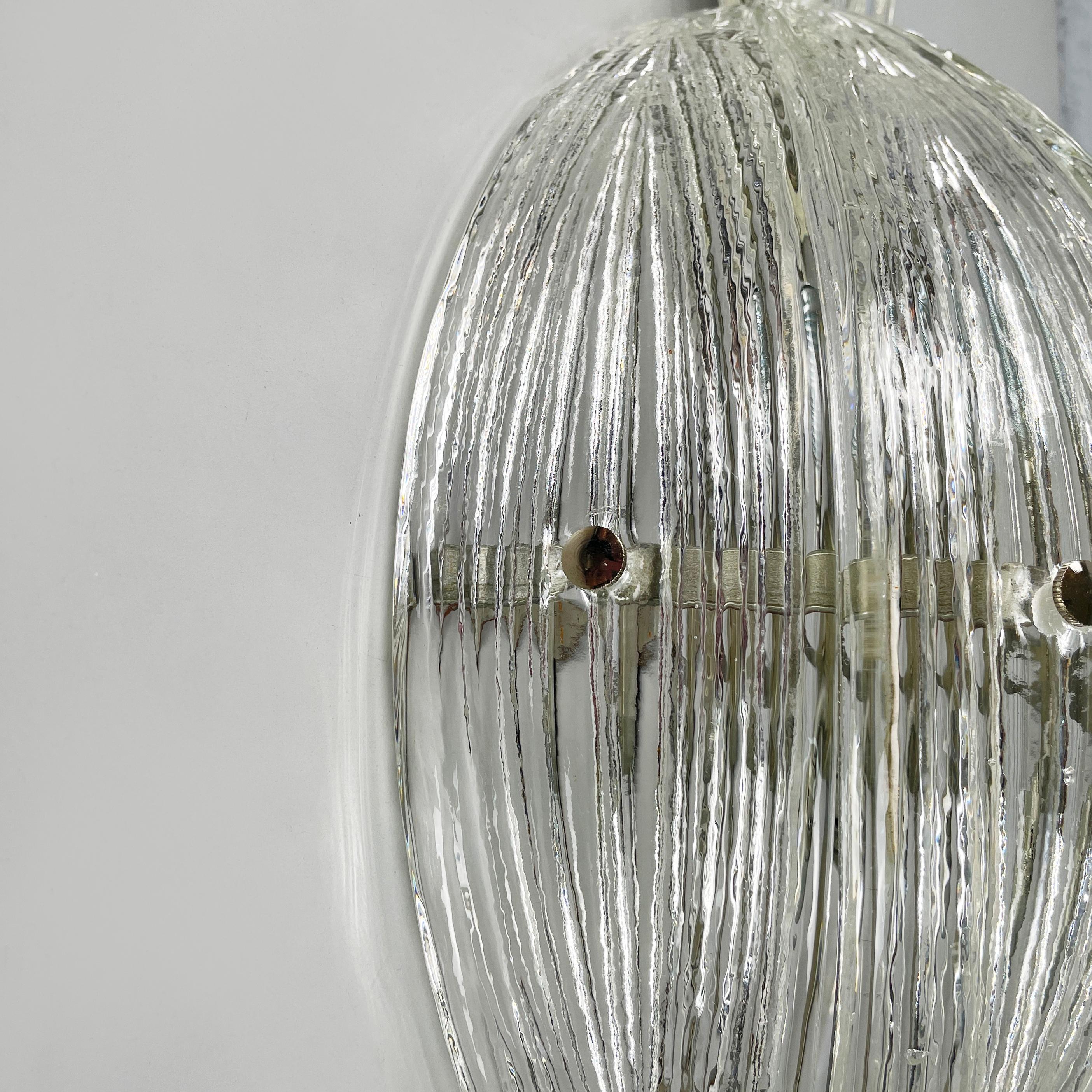Lampada da parete moderna italiana a forma di ananas in vetro scanalato e metallo, anni '80 in vendita 5