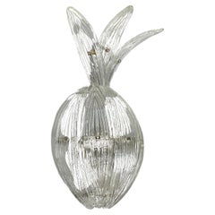 Italian modern Pineapple-shaped wall lamp in fluted glass and metal, 1980s