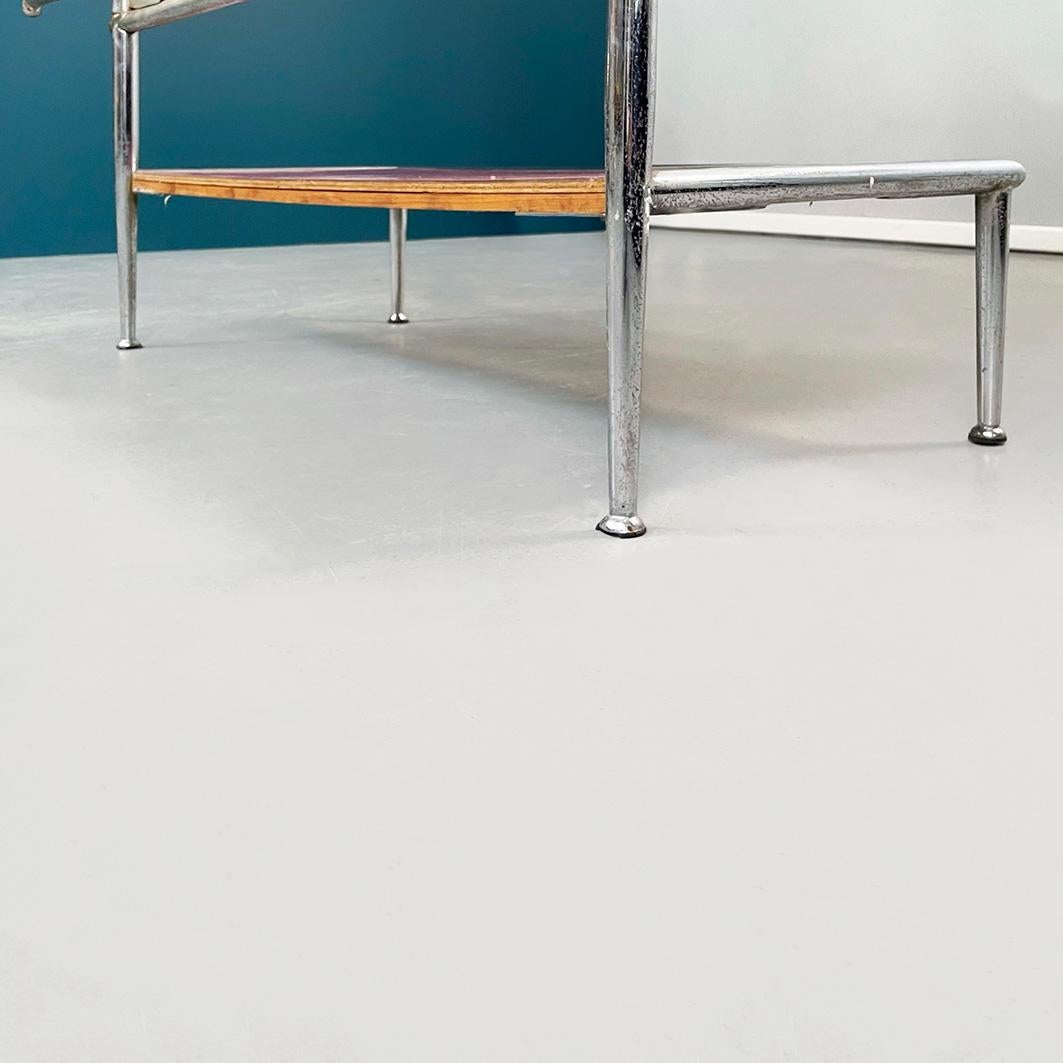 Specchio da terra moderno italiano in legno rosa e metallo tubolare con ante, anni '80 in vendita 7