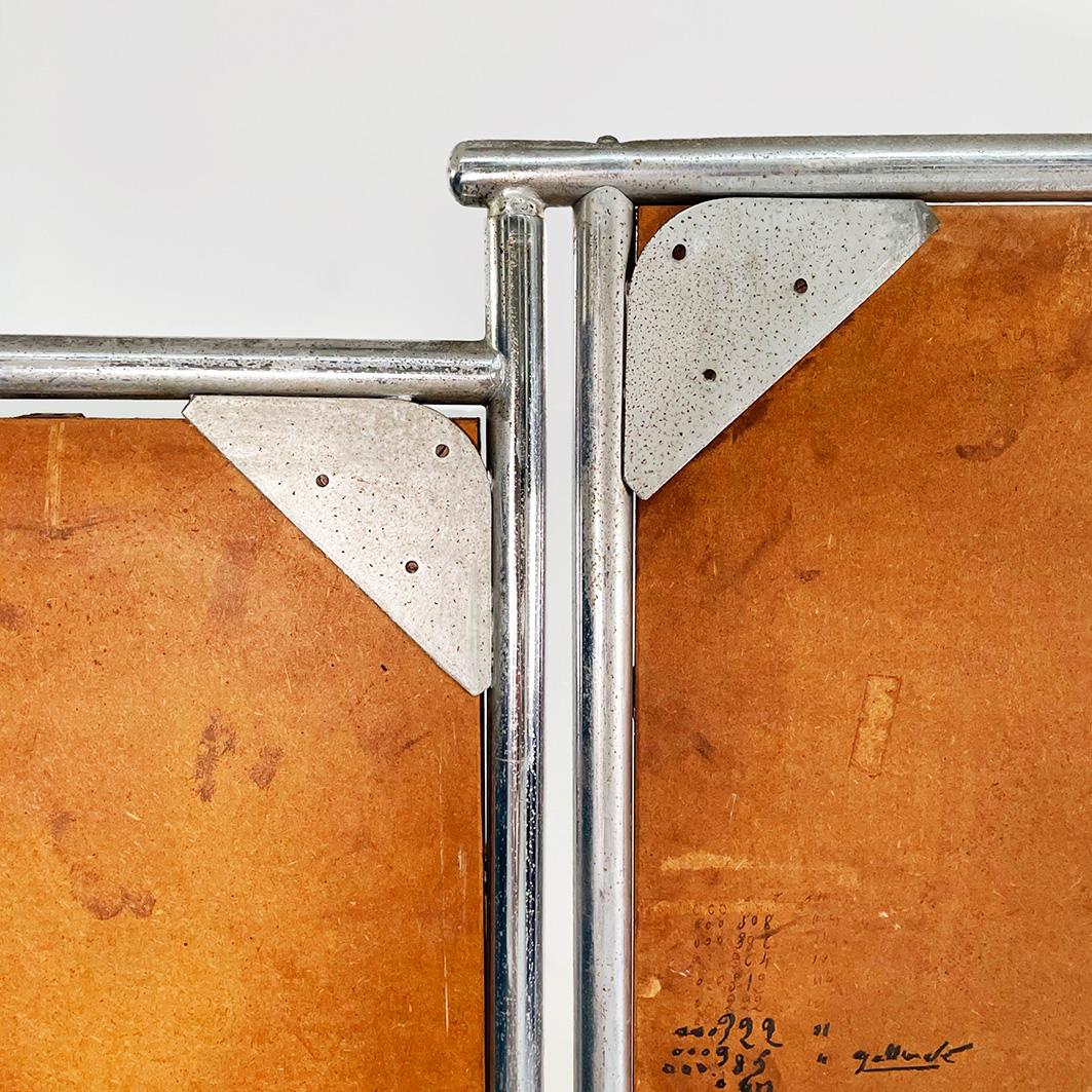 Specchio da terra moderno italiano in legno rosa e metallo tubolare con ante, anni '80 In condizioni discrete in vendita a MIlano, IT