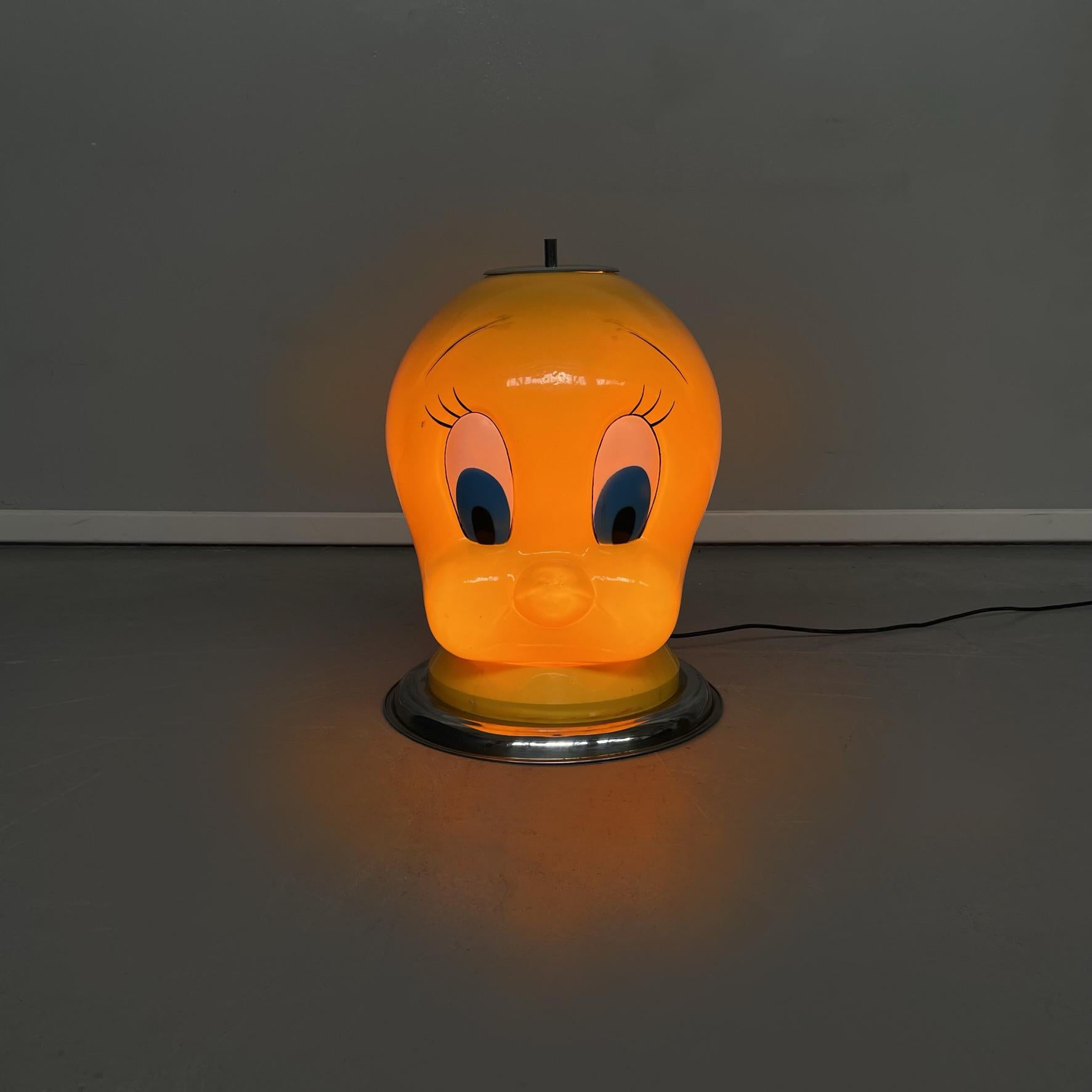 Metal Italian Modern Plastic Floor Lamp of the Head of Tweety Bird, 1990s
