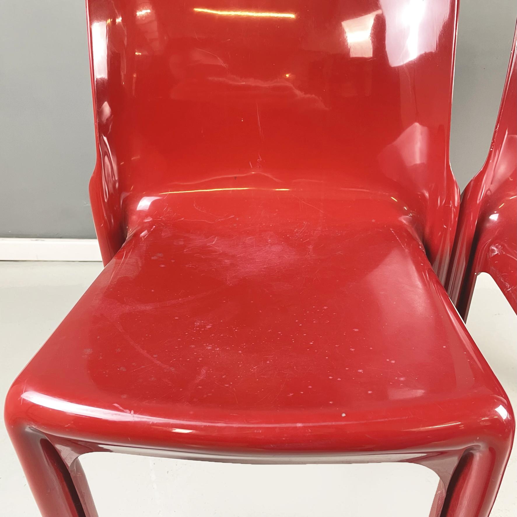 Italian modern plastic red Chairs Selene by Vico Magistretti for Artemide, 1960s For Sale 5