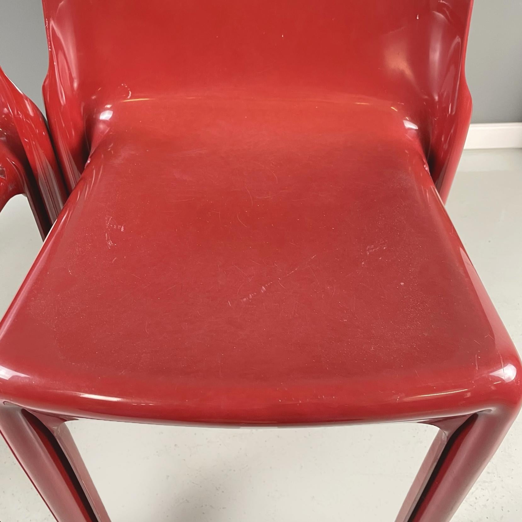 Italienische moderne rote Selene-Stühle aus Kunststoff von Vico Magistretti für Artemide, 1960er Jahre im Angebot 8