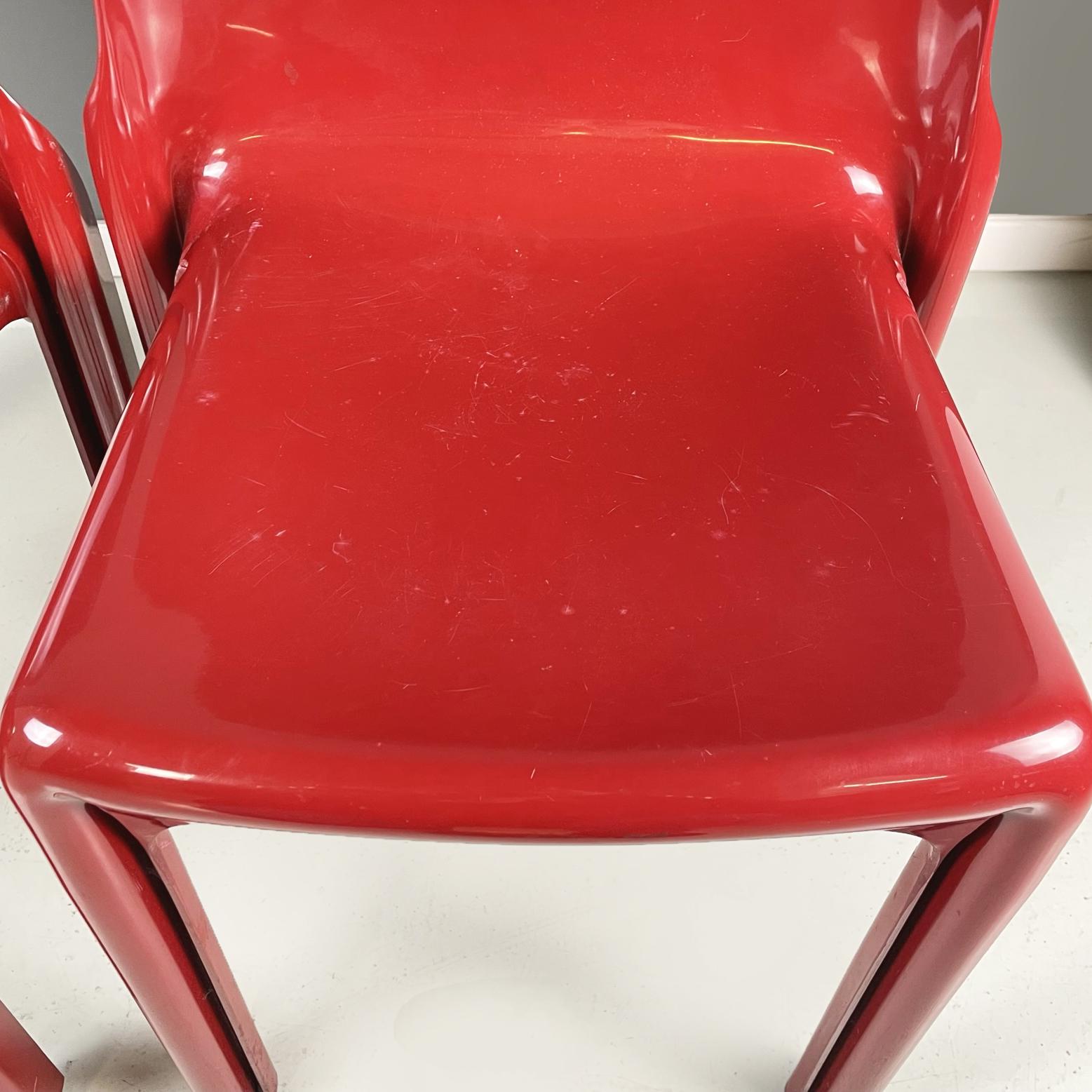 Italienische moderne rote Selene-Stühle aus Kunststoff von Vico Magistretti für Artemide, 1960er Jahre im Angebot 9