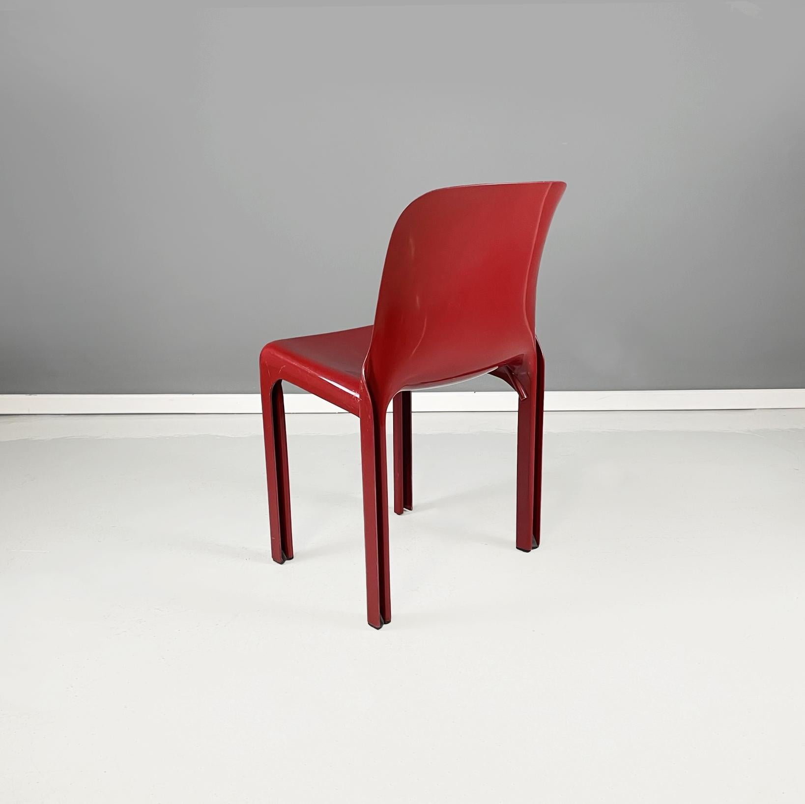 Italienische moderne rote Selene-Stühle aus Kunststoff von Vico Magistretti für Artemide, 1960er Jahre (Moderne) im Angebot