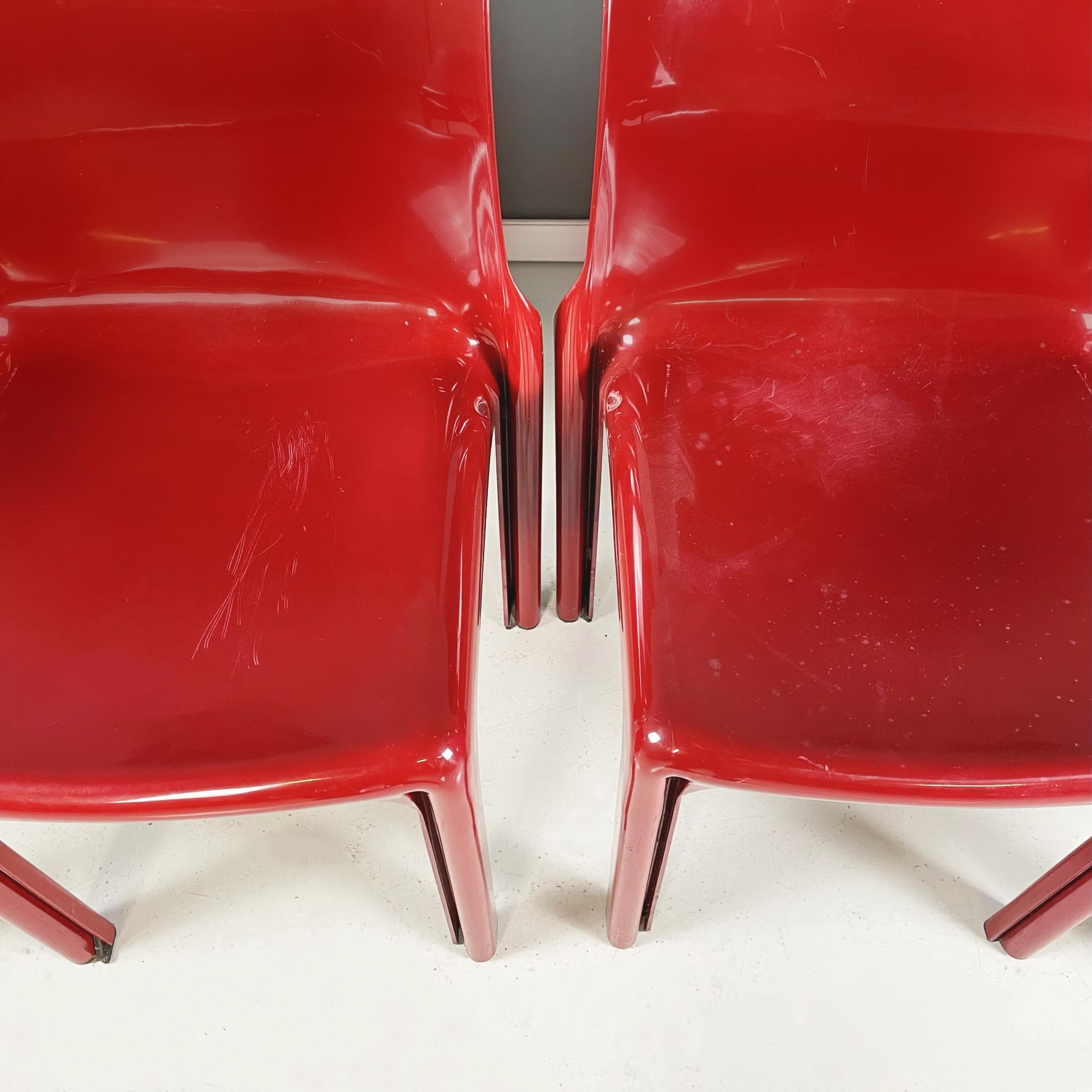 Plastic Italian modern plastic red Chairs Selene by Vico Magistretti for Artemide, 1960s For Sale