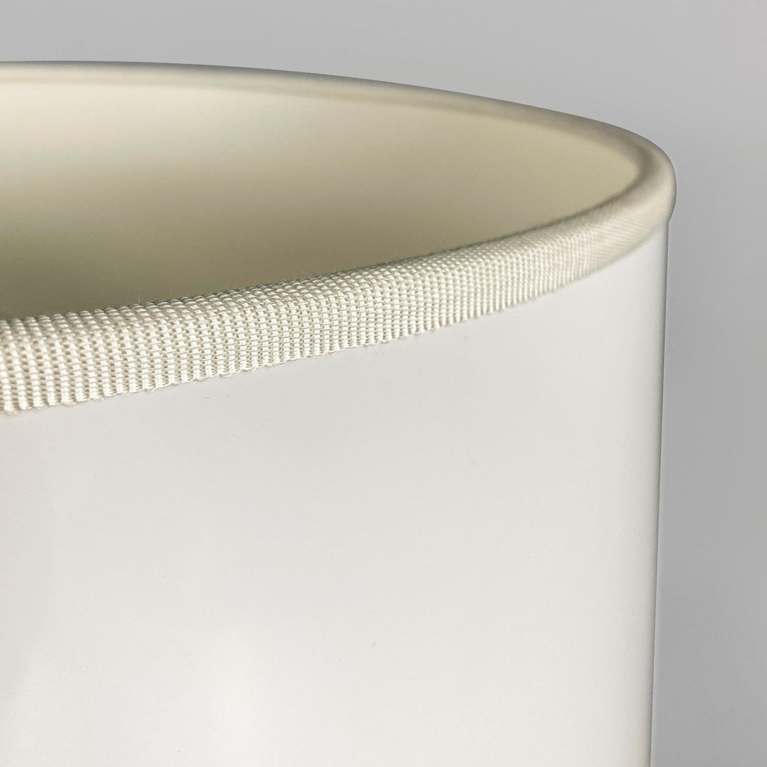 Late 20th Century Italian modern plexiglass and brass table lamp with glossy white lampshade 1970s For Sale