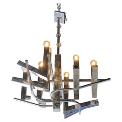 Italian Modern Polished Chrome 12-Light Chandelier, Sciolari