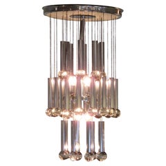 Italian Modern Polished Chrome Chandelier, Mazzega, 1960's