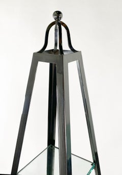 Italian Modern Polished Chrome Obelisk Form Etagere