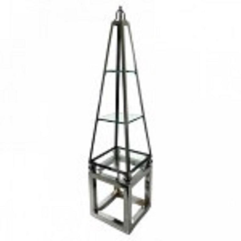 20th Century Italian Modern Polished Chrome Obelisk Form Etagere For Sale