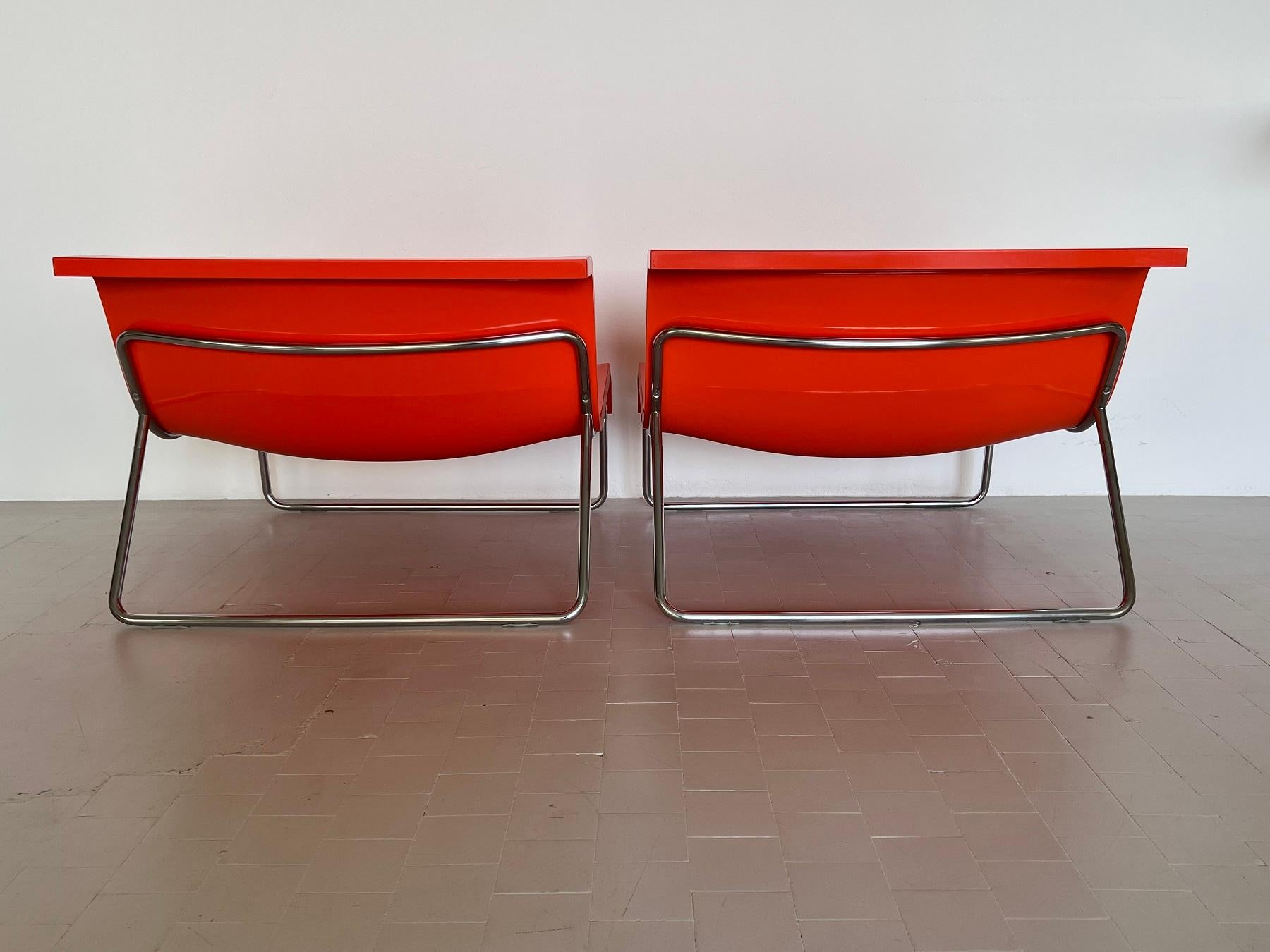Italian Modern Pop Lounge Chairs in Orange by Piero Lissoni for Kartell, 1970s 8