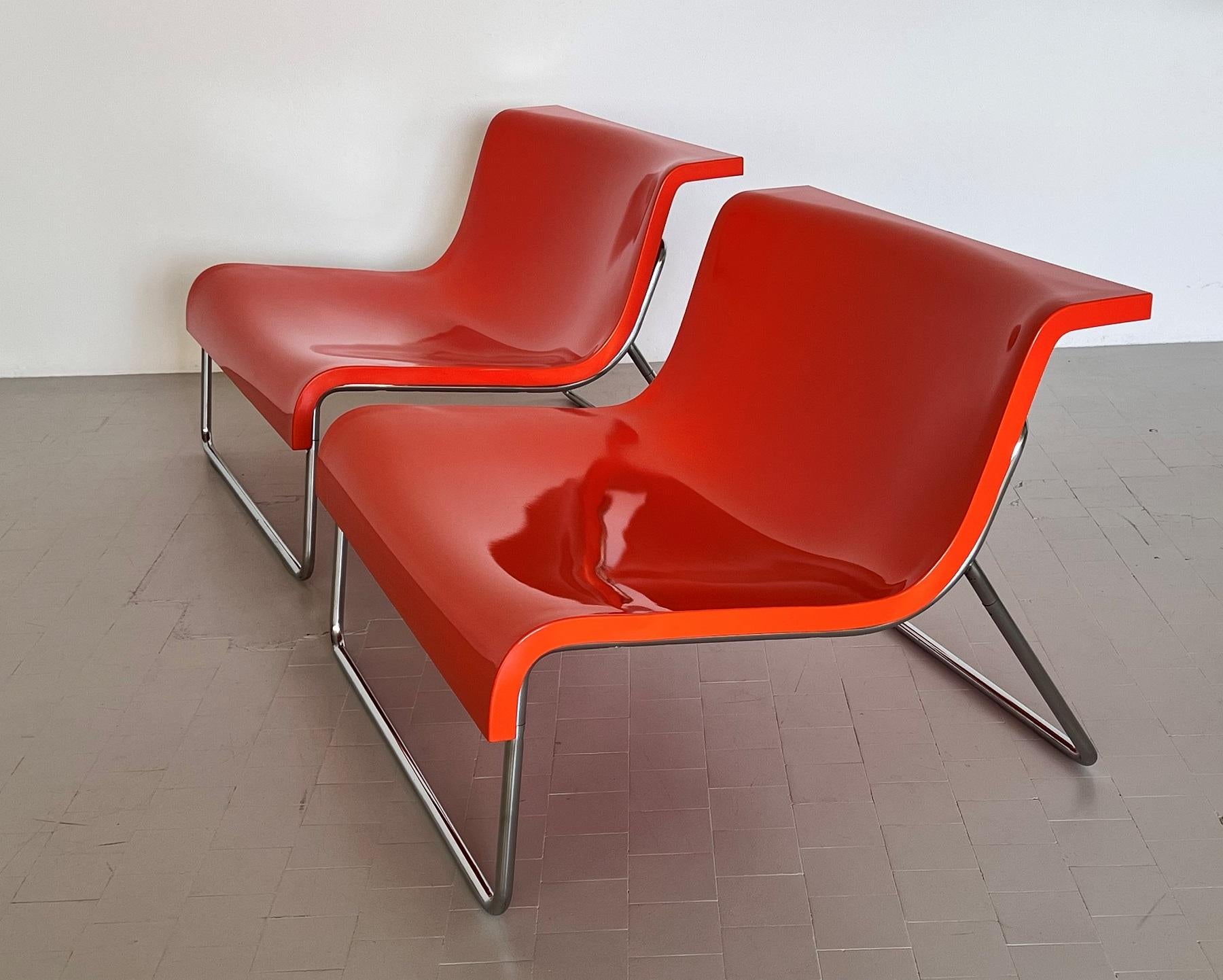 Italian Modern Pop Lounge Chairs in Orange by Piero Lissoni for Kartell, 1970s 13