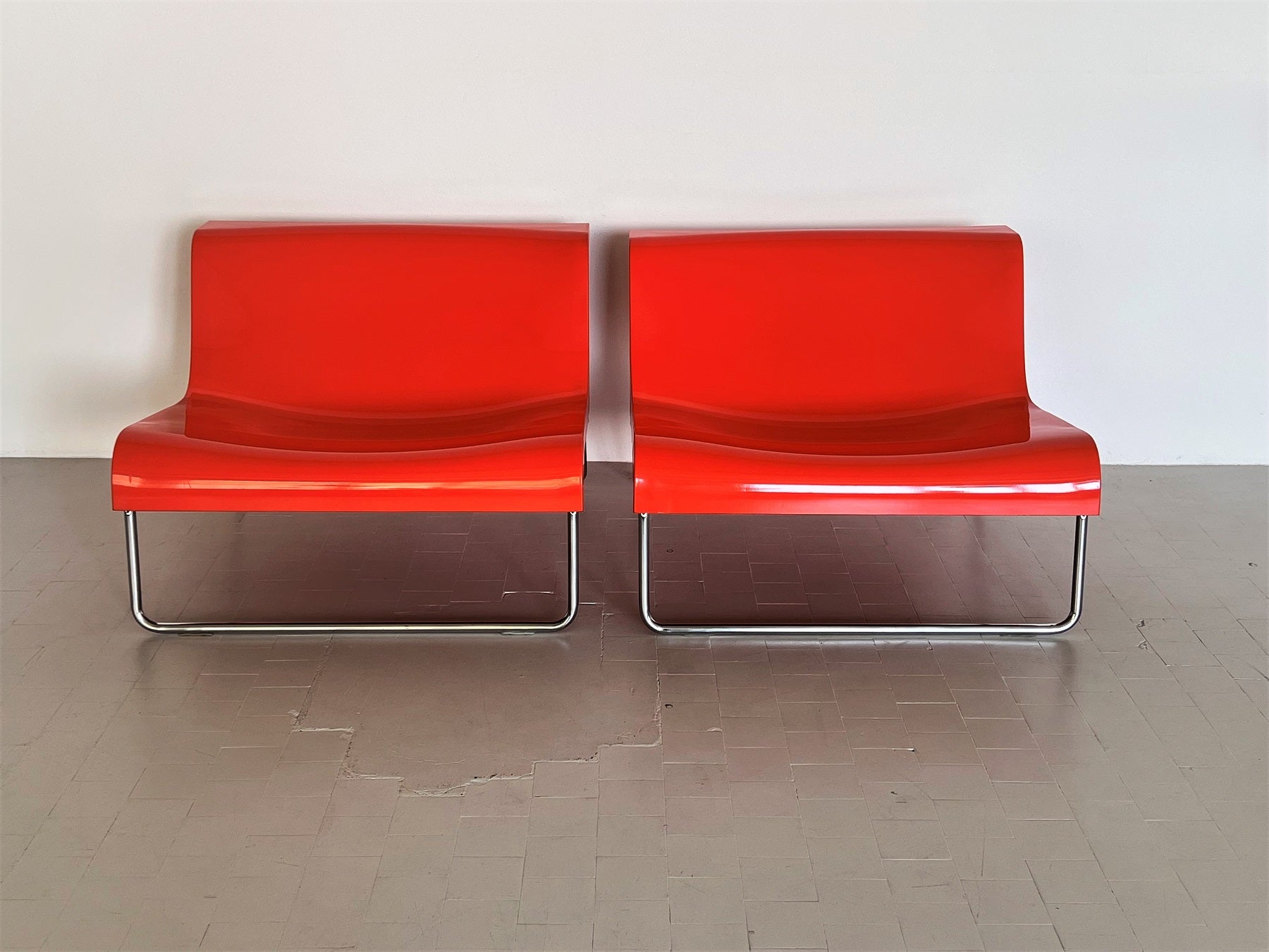 Late 20th Century Italian Modern Pop Lounge Chairs in Orange by Piero Lissoni for Kartell, 1970s