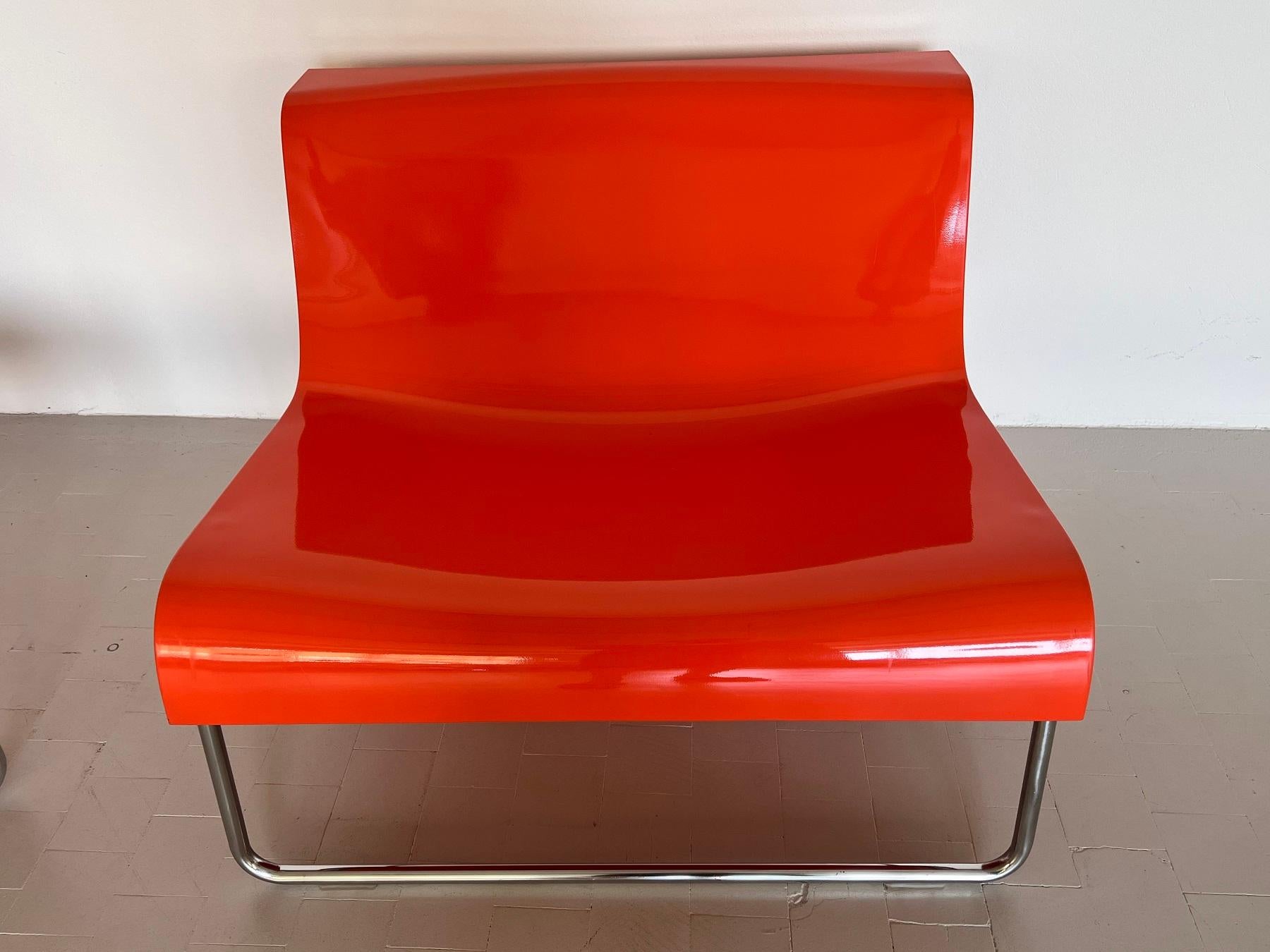 Italian Modern Pop Lounge Chairs in Orange by Piero Lissoni for Kartell, 1970s 2