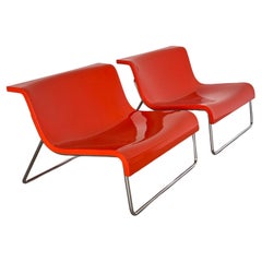 Italian Modern Pop Lounge Chairs in Orange by Piero Lissoni for Kartell, 1970s