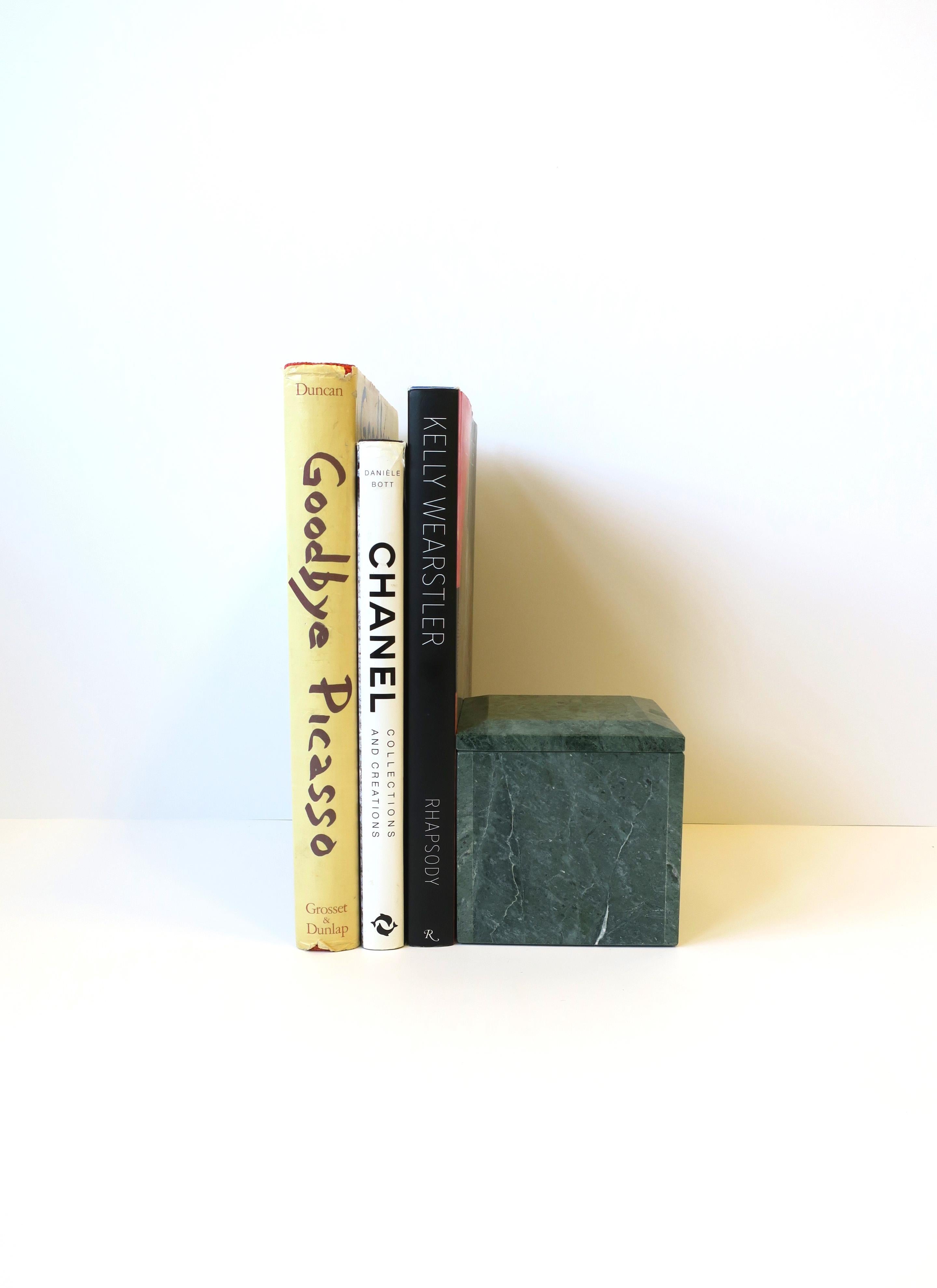 Late 20th Century Italian Modern Postmodern Green Verde Marble Box or Bookend, circa 1970s For Sale