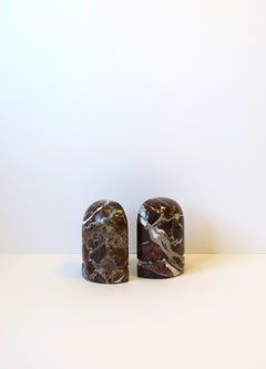 Italian Modern Postmodern Red Burgundy Marble Bookends, Pair