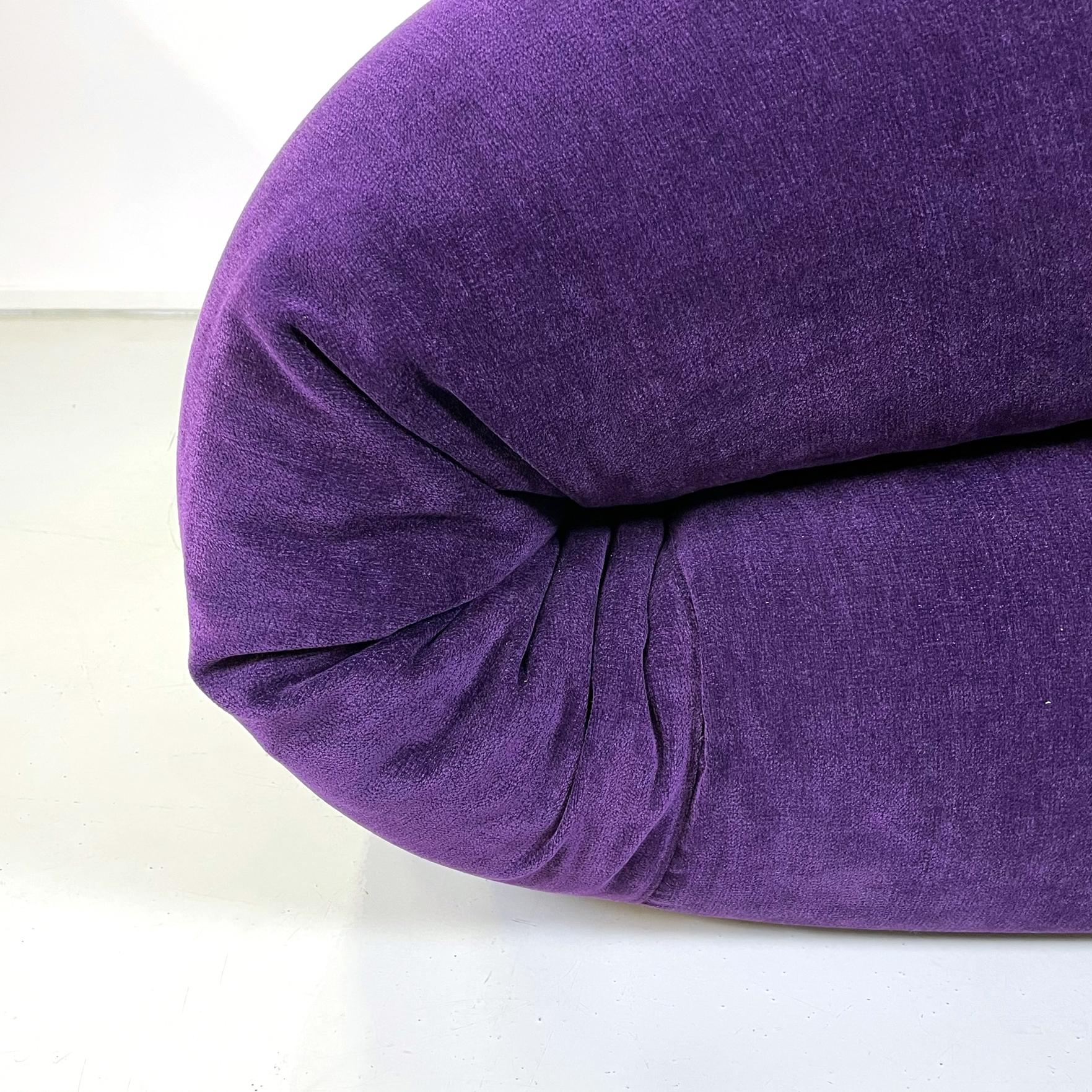 Lit de canapé moderne italien en velours violet Anfibio de Becchi pour Giovannetti, 1970 en vente 8