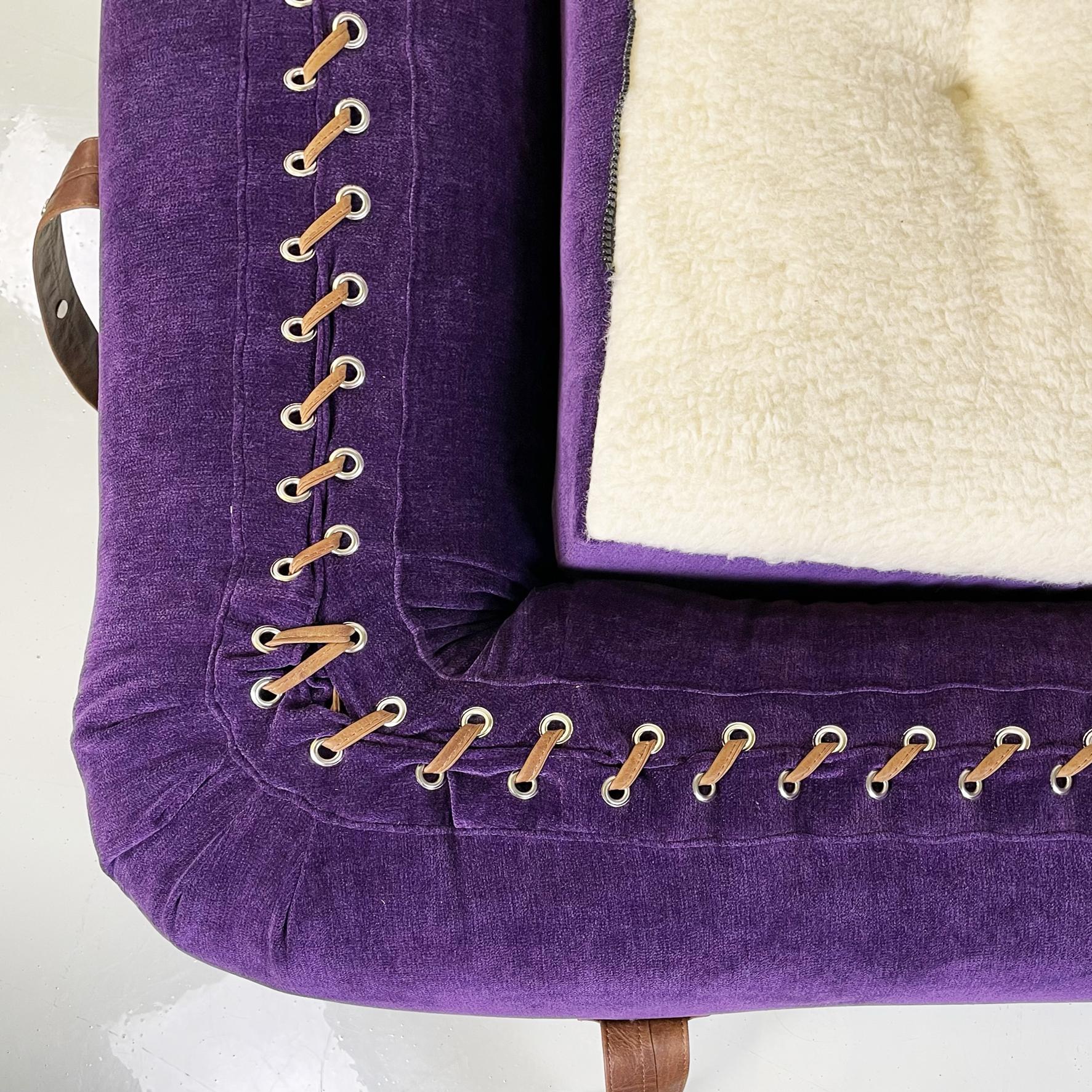 Italian Modern Purple Velvet Sofa Bed Anfibio by Becchi for Giovannetti, 1970s For Sale 12