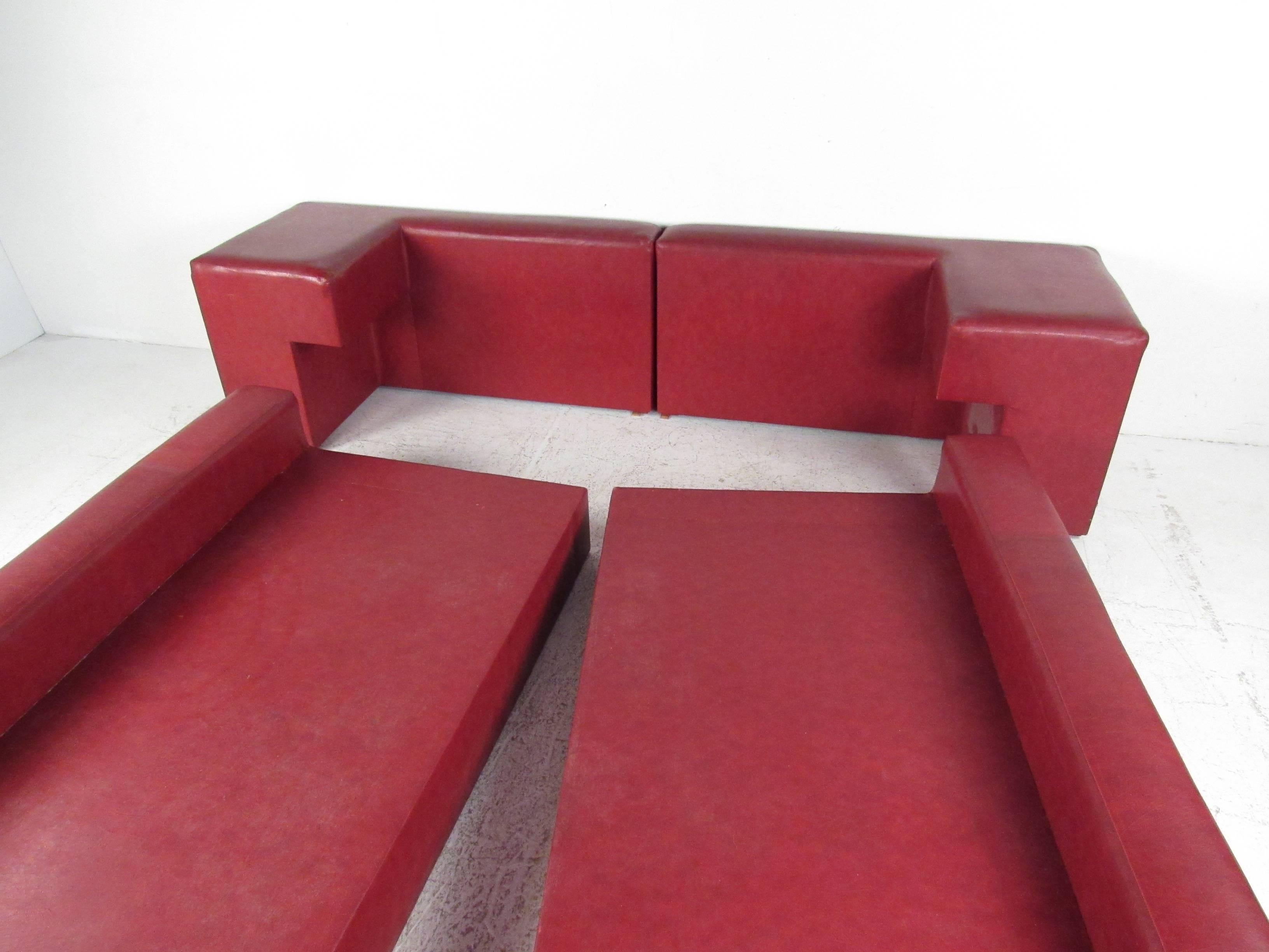 Naugahyde Italian Modern Queen Size Platform Bed