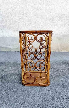 Italian Modern Rattan and Bamboo Umbrella Stand, Italy 60s
