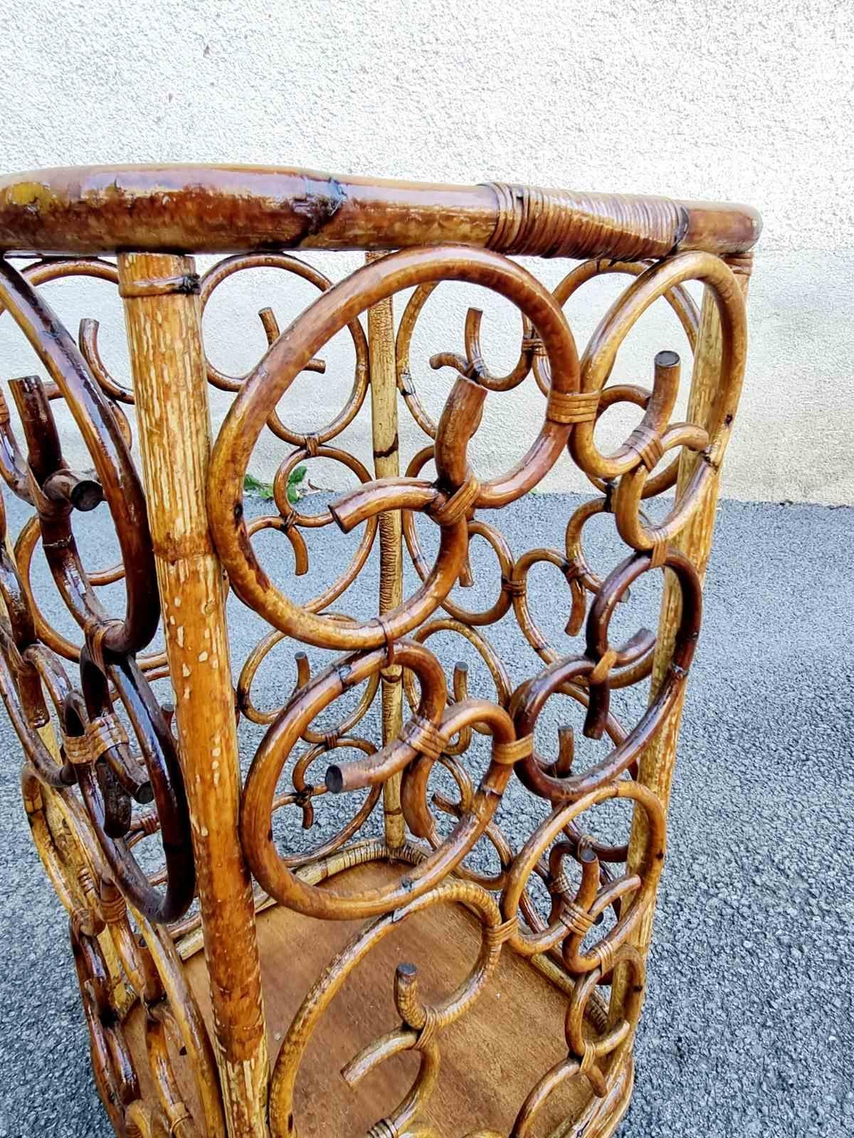 Paragüero moderno italiano de ratán y bambú, Italia años 60 en venta 1