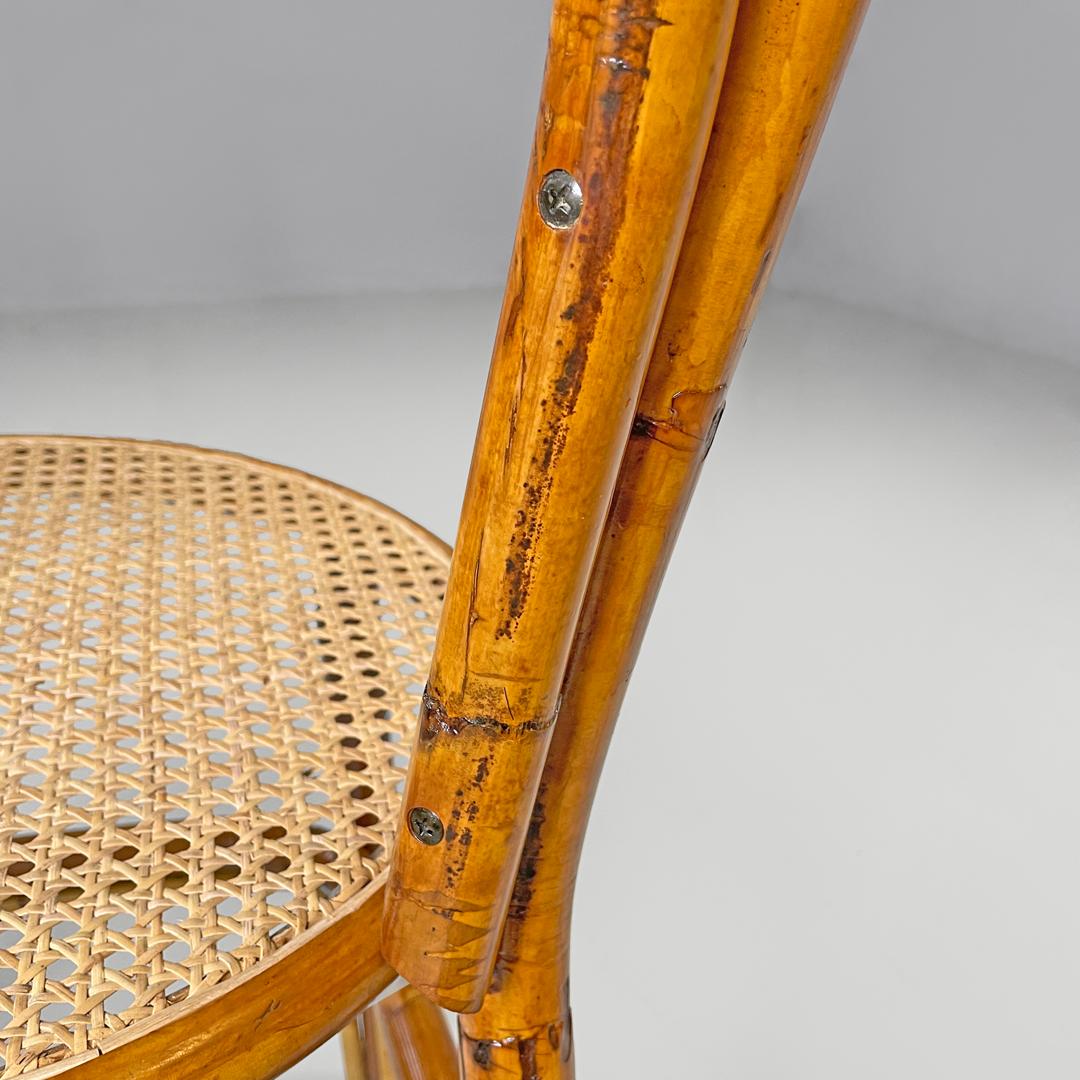 Sedie moderne italiane in rattan e paglia di Vienna con sedute rotonde, anni '70 in vendita 4