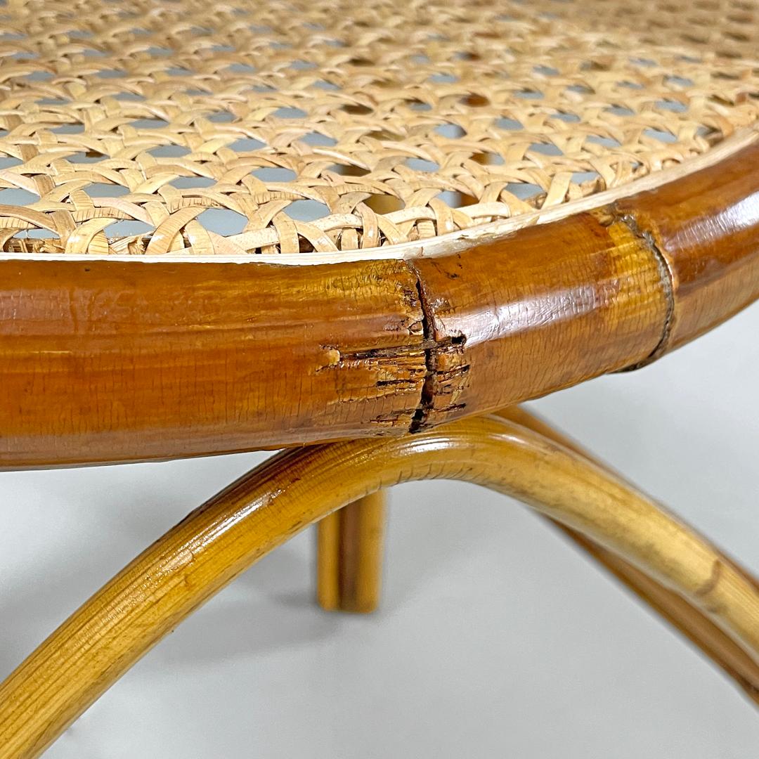 Sedie moderne italiane in rattan e paglia di Vienna con sedute rotonde, anni '70 in vendita 6