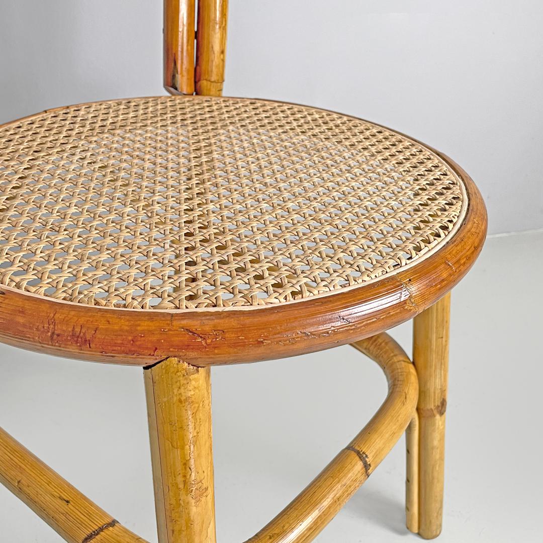 Sedie moderne italiane in rattan e paglia di Vienna con sedute rotonde, anni '70 in vendita 7