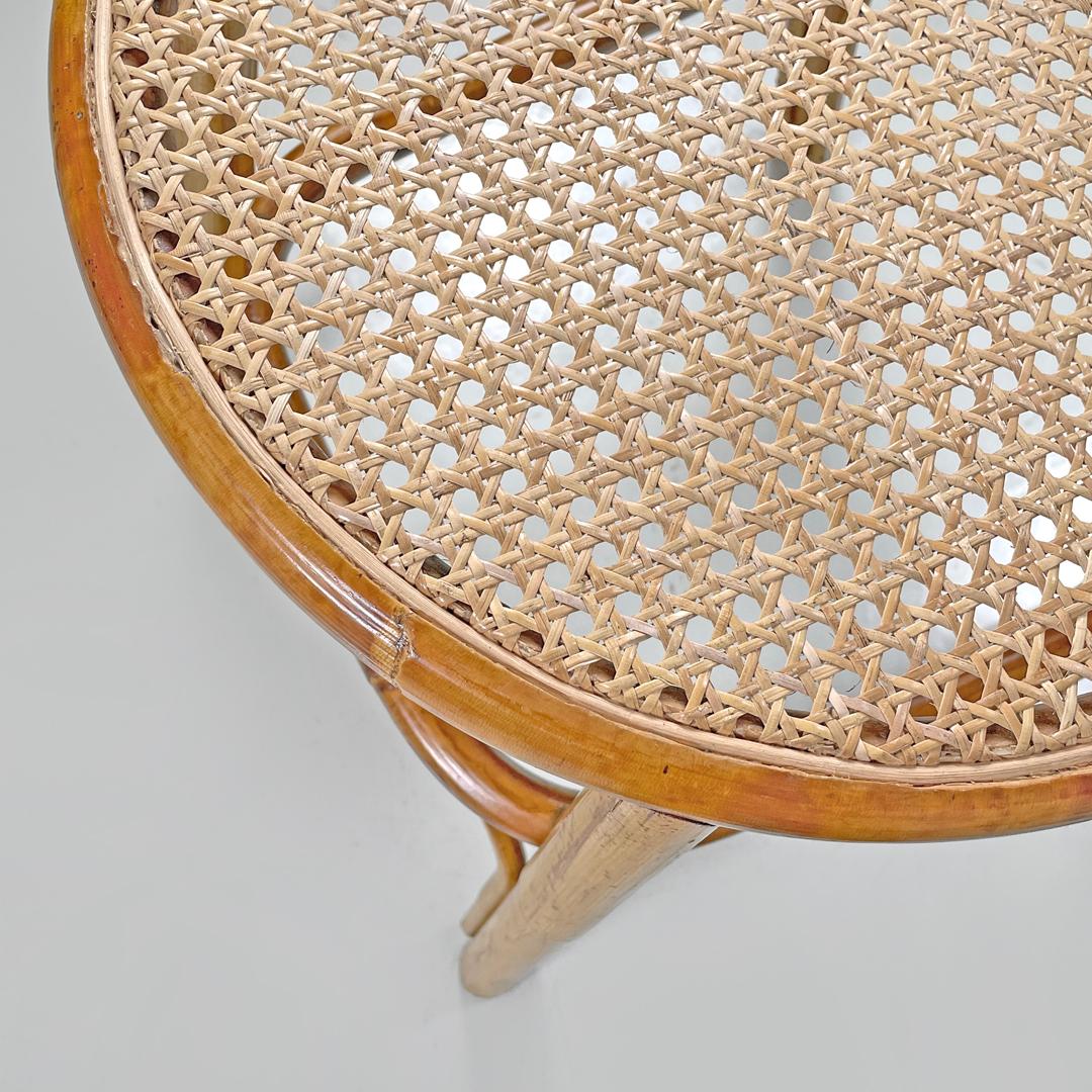 Sedie moderne italiane in rattan e paglia di Vienna con sedute rotonde, anni '70 in vendita 8