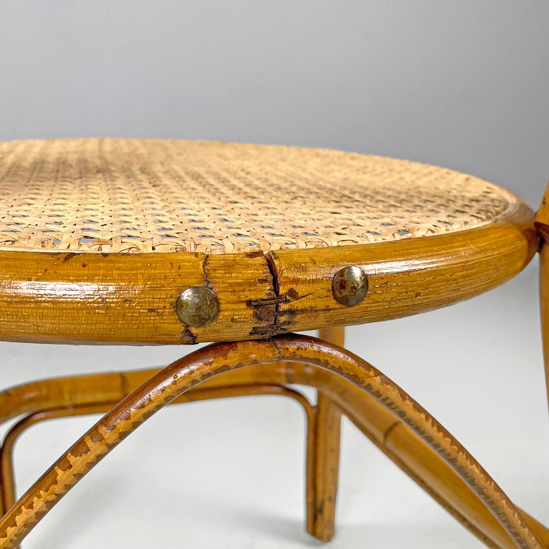 Sedie moderne italiane in rattan e paglia di Vienna con sedute rotonde, anni '70 in vendita 9