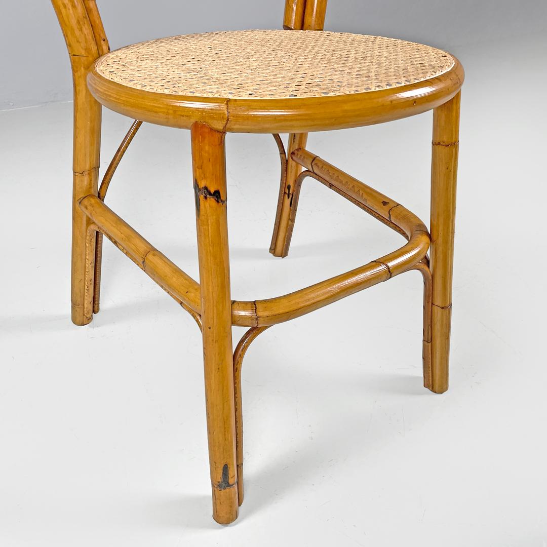 Sedie moderne italiane in rattan e paglia di Vienna con sedute rotonde, anni '70 in vendita 10