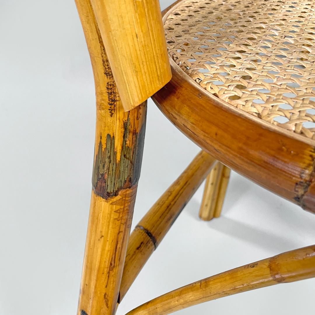 Sedie moderne italiane in rattan e paglia di Vienna con sedute rotonde, anni '70 in vendita 11