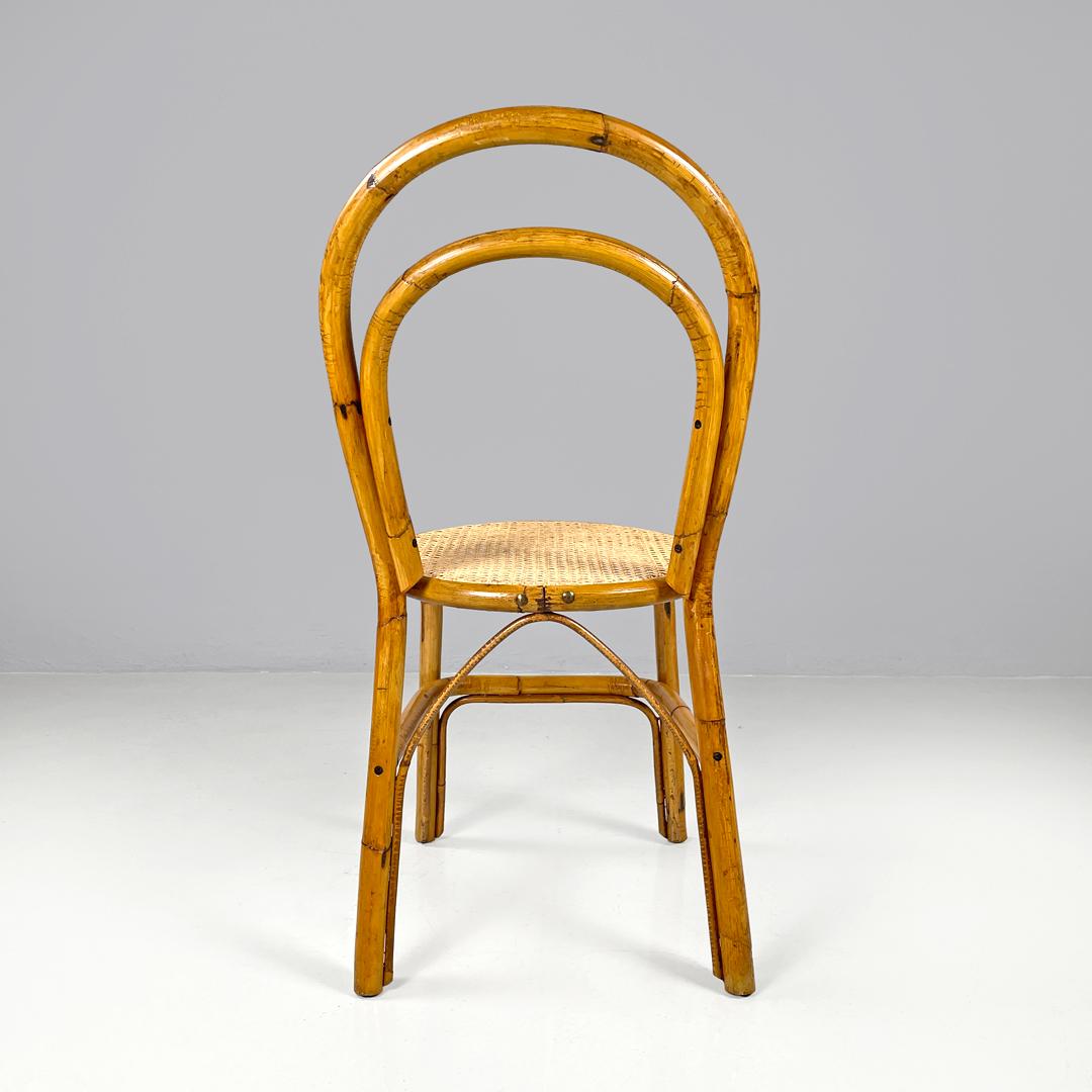Sedie moderne italiane in rattan e paglia di Vienna con sedute rotonde, anni '70 In condizioni buone in vendita a MIlano, IT