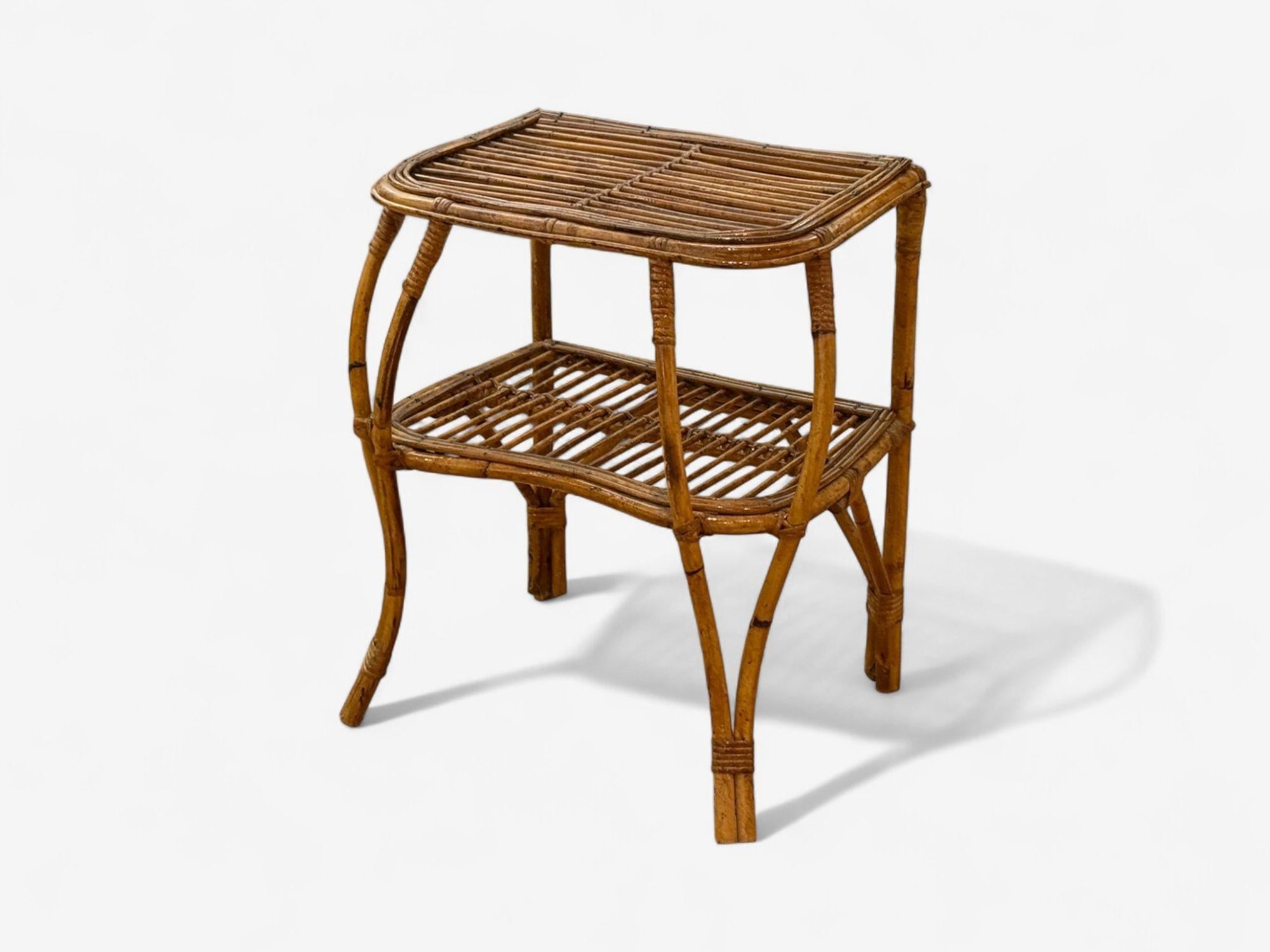 Italian Mid-Century Modern, Rattan, Bamboo, Cane, Side Table, Italy, 1960s

A modernist rush, rattan, and debarked wood side table designed and produced in Italy in the second half of the 20th century.

Rattan, Bamboo, Cane; Italy c. 1960s

Height: