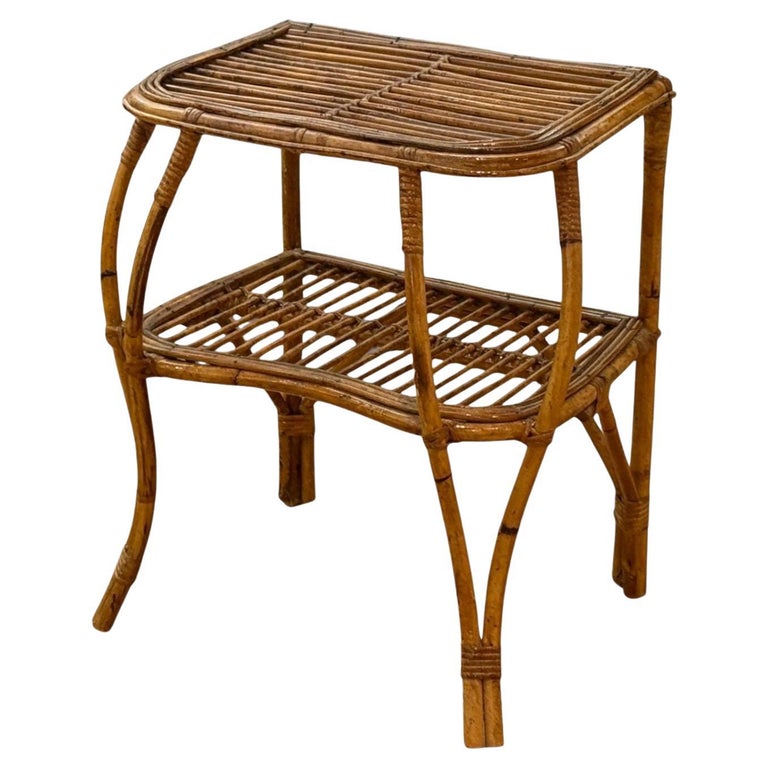 Italienisch modern, Rattan, Bambus, Rohr, Beistelltisch, Italien, 1960er im  Angebot bei 1stDibs Deutschland