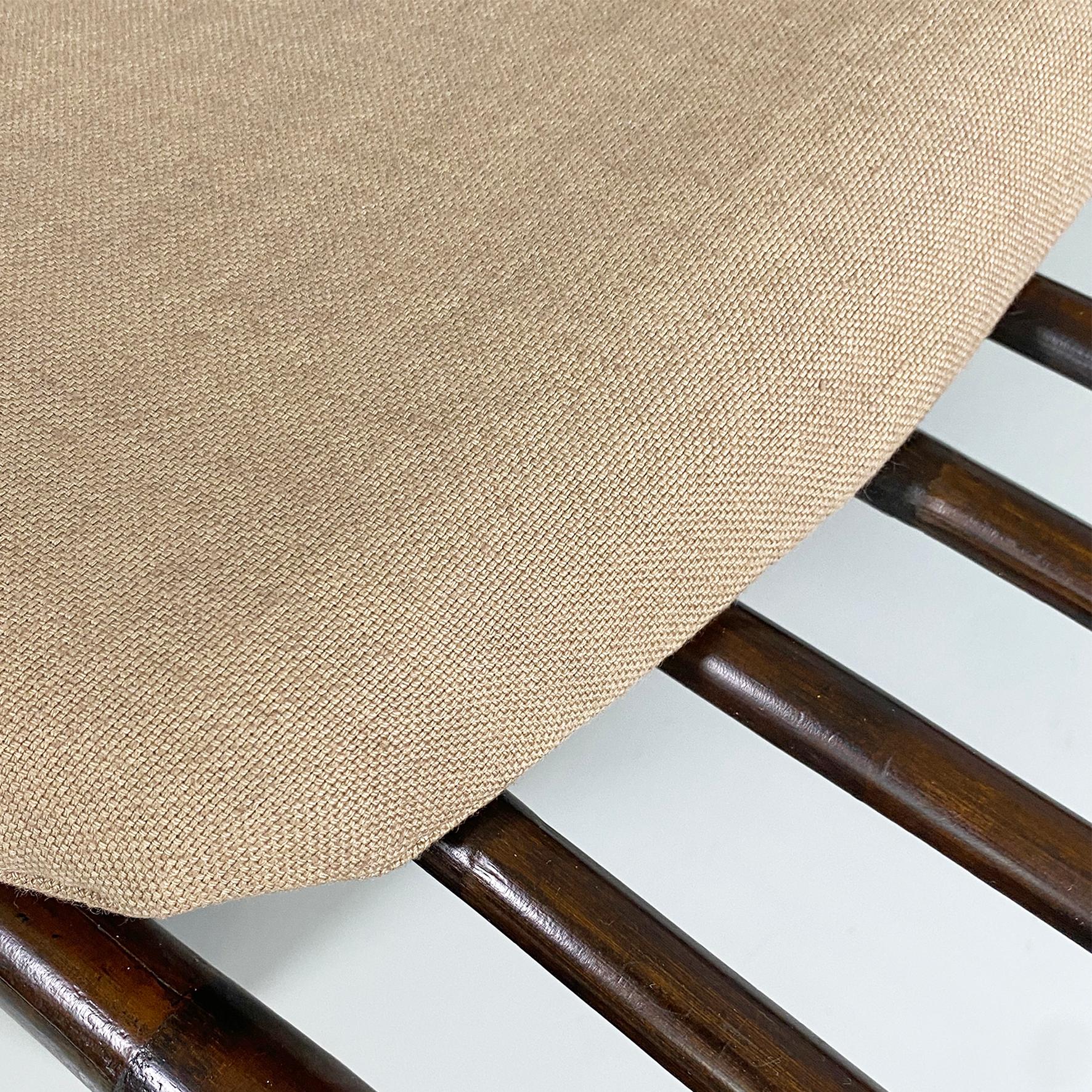 Italian modern rattan chaise longue or deckchair with cotton pillow, 1980s in vendita 4