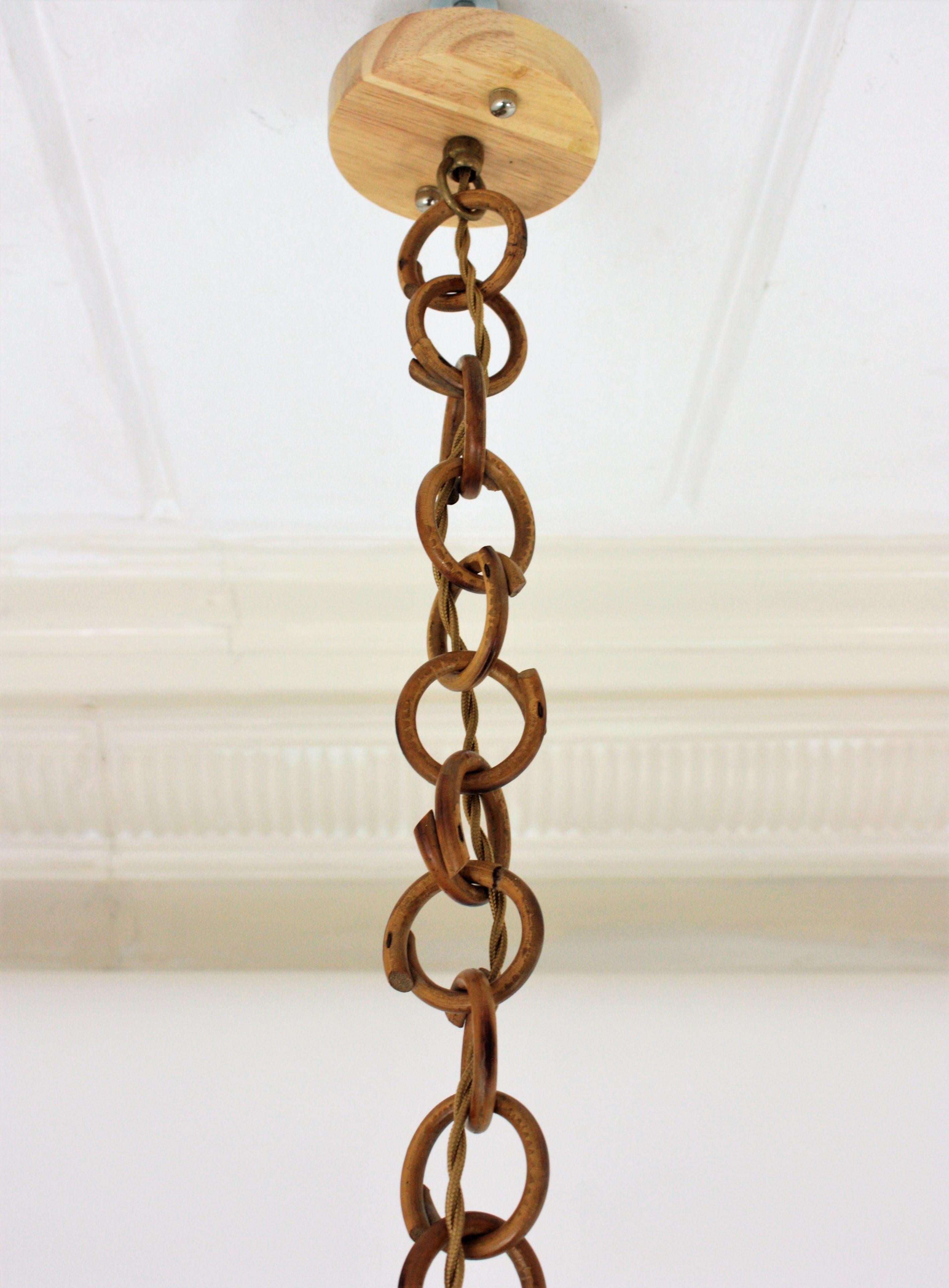  Rattan Cylinder Pendant Hanging Light or Lantern, 1960s For Sale 7