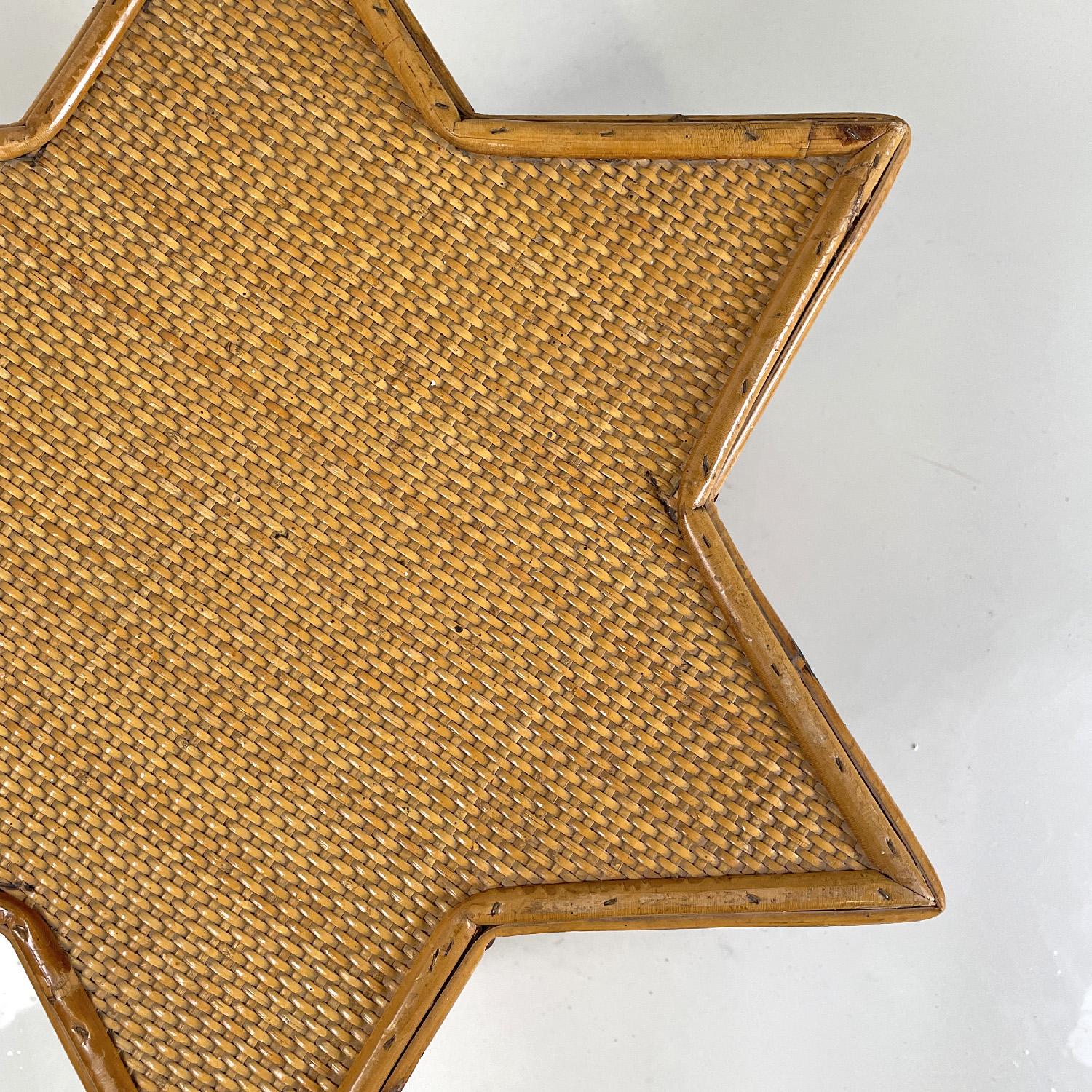 Italian modern rattan star shaped coffee table by Vivai del Sud, 1970s 1